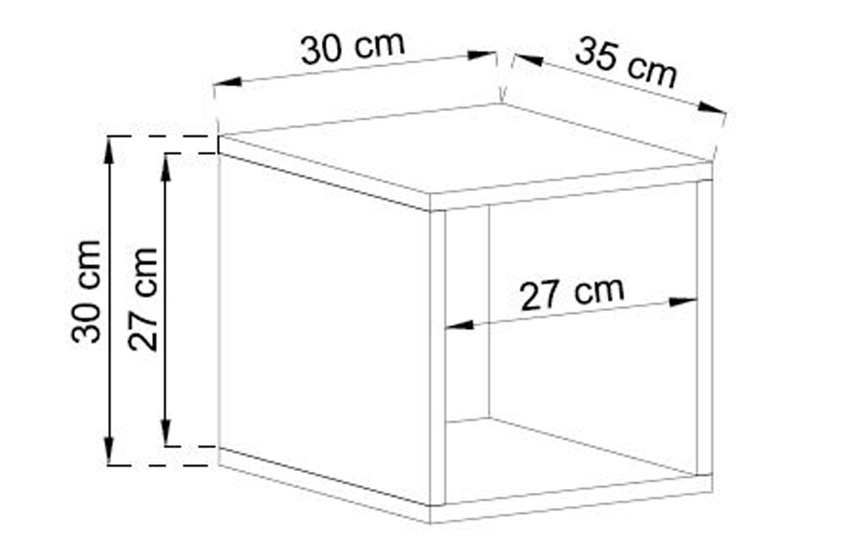 Półka wisząca kwadrat Altara AR30 - biały - Wyprzedaż Półka wisząca kwadrat Altara AR30 - biały - wymiary