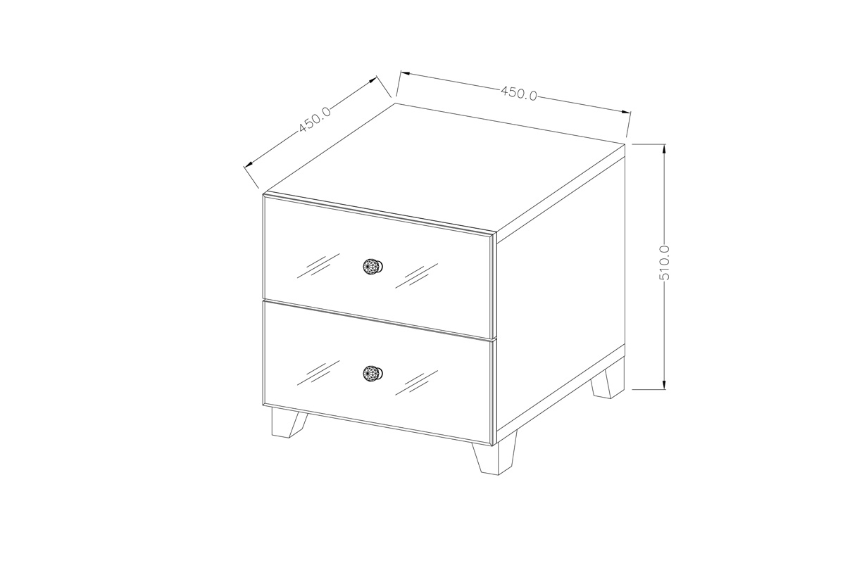 Zestaw mebli Bellagio - biały mat / lustro - 4 elementy stolik z szufladami