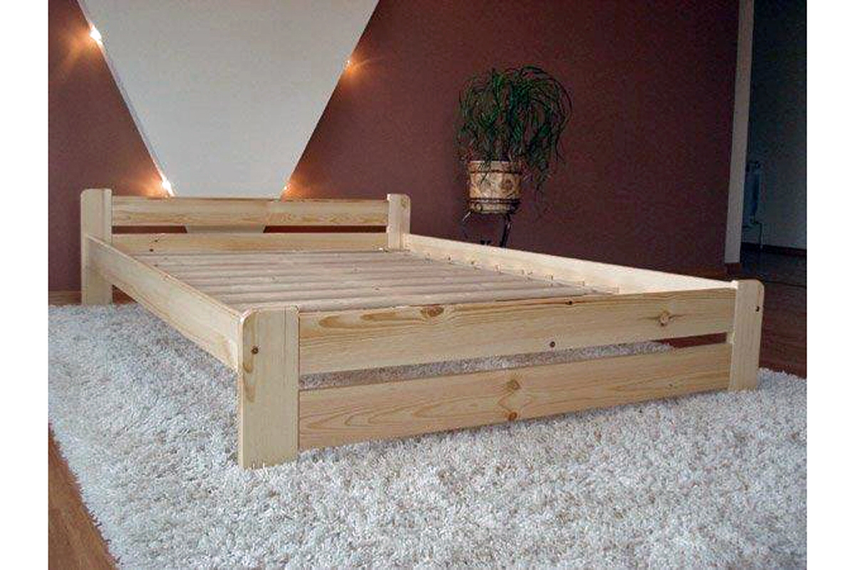 Łóżko sypialniane drewniane 90x200 Simi E5 łóżko derwniane, z niskim wezgłowiem