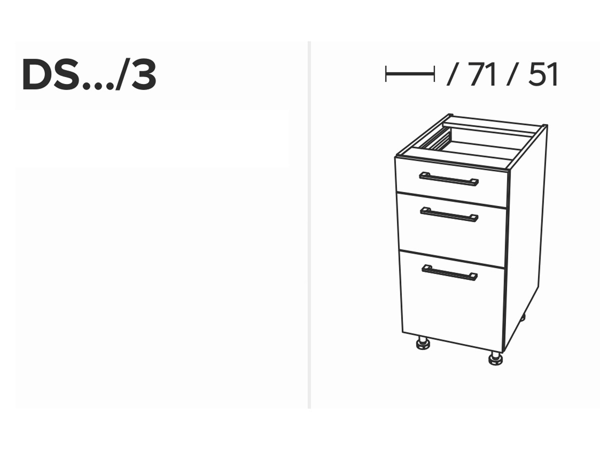 KAMMONO DS35/3 - szafka dolna z szufladami Metalbox - P2 i K2 BLACK szafka kuchenna Kam 