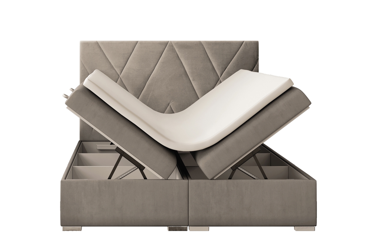 Łóżko kontynentalne z pojemnikami Nelso - 160x200 nowoczesne łóżko z pojemnikami 
