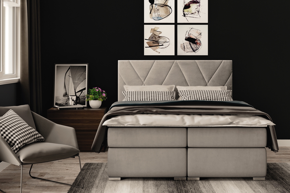 Łóżko kontynentalne z pojemnikami Nelso - 180x200 łóżko do sypialni 