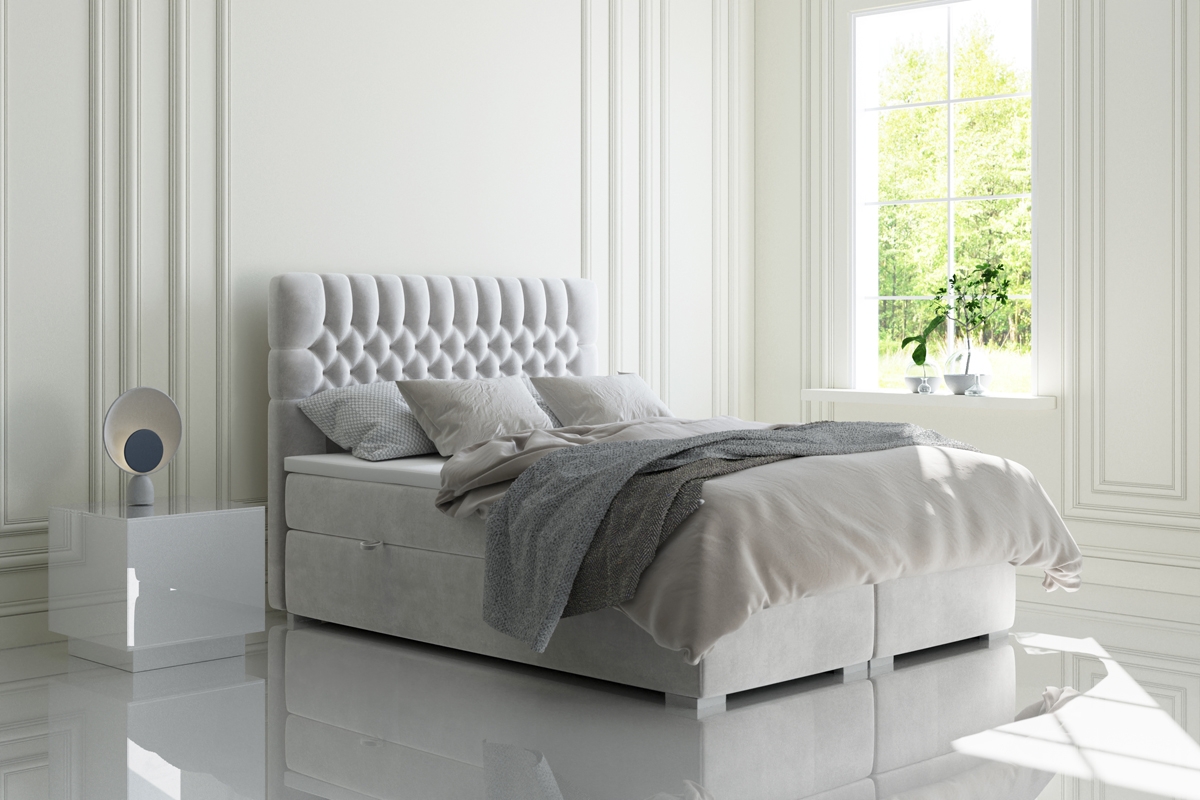 Łóżko kontynentalne z pojemnikami Gaja 180x200 łóżko glamour