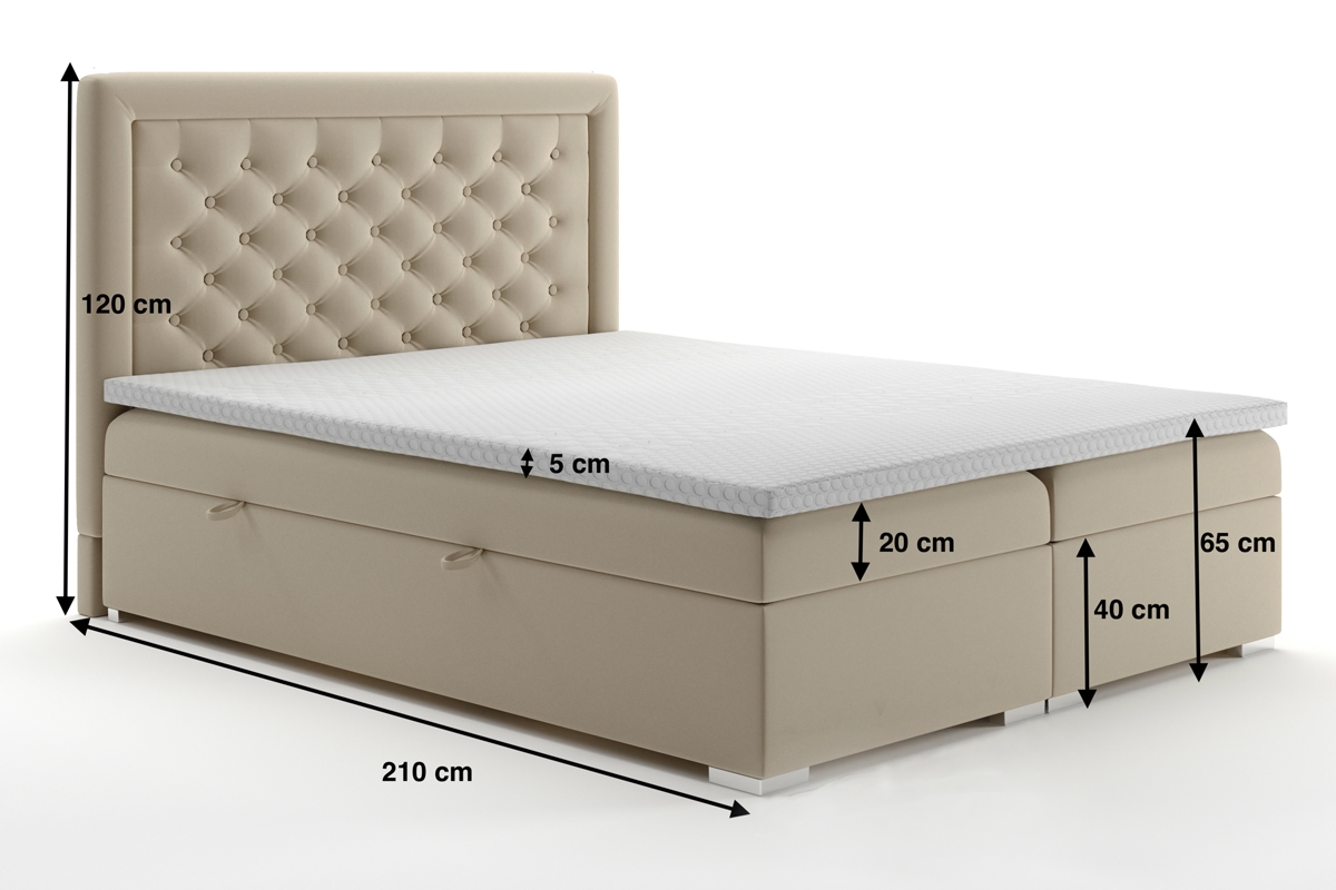 Łóżko kontynentalne z pojemnikami Ofelia 160x200 Łóżko kontynentalne z pojemnikami Ofelia 160x200 - wymiary 