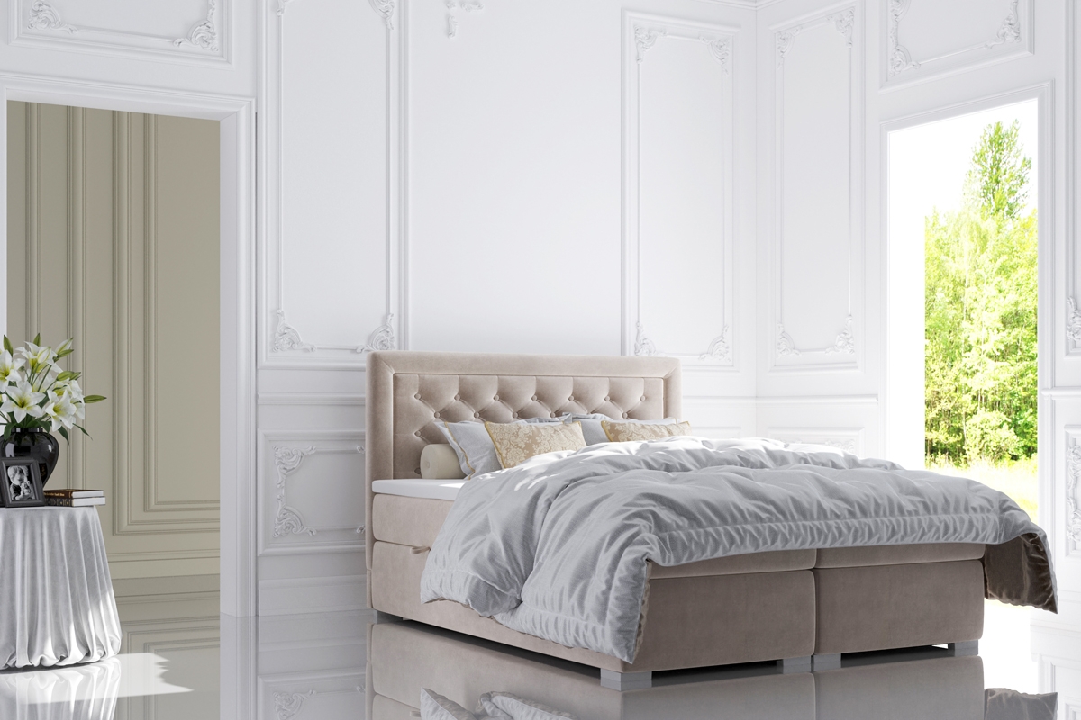 Łóżko kontynentalne z pojemnikami Ofelia 180x200 łóżko do sypialni 180x200 