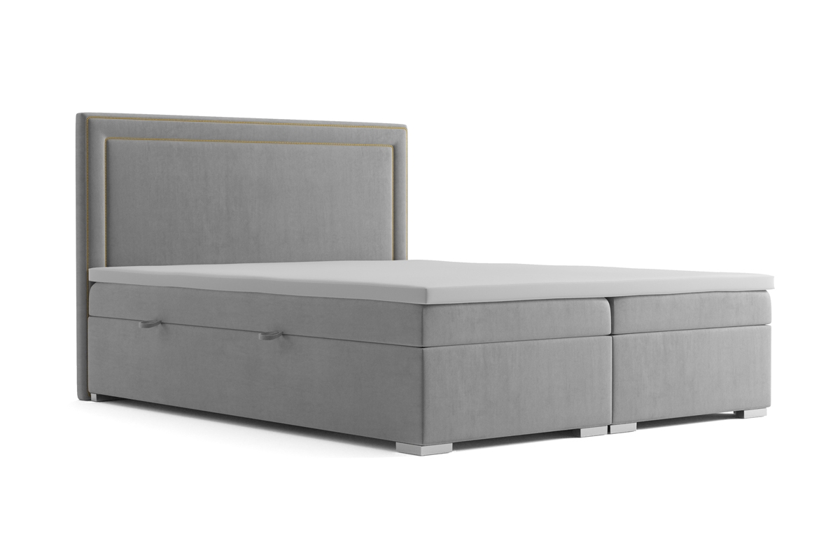 Łóżko kontynentalne z pojemnikami Adelino 160x200 szare łóżko 160x200 