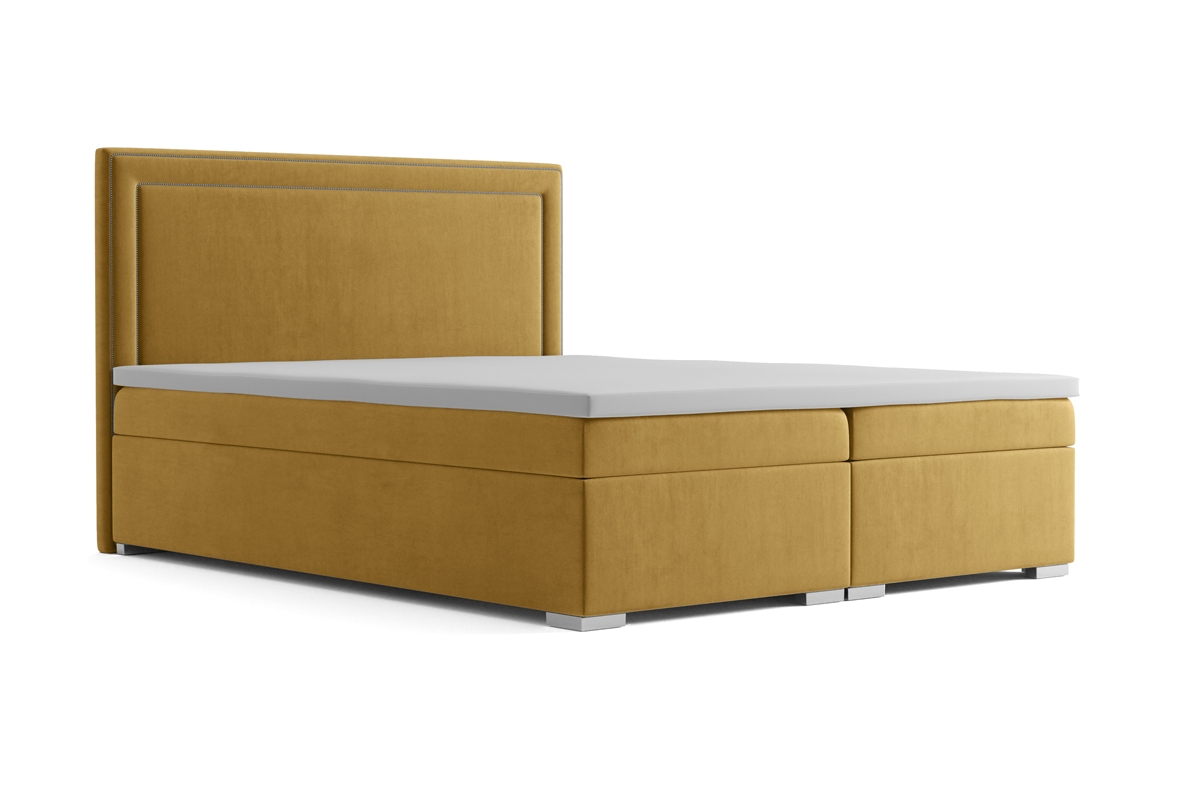 Łóżko kontynentalne z pojemnikami Adelino 180x200 żółte łóżko do sypialni 180x200 