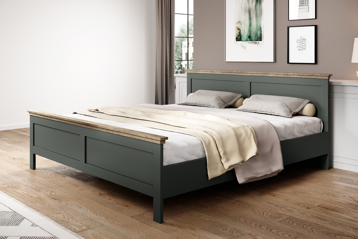 Łóżko do sypialni Evora 32 - 180x200 - zielony / dąb lefkas łóżko sypialniane klasyczne 