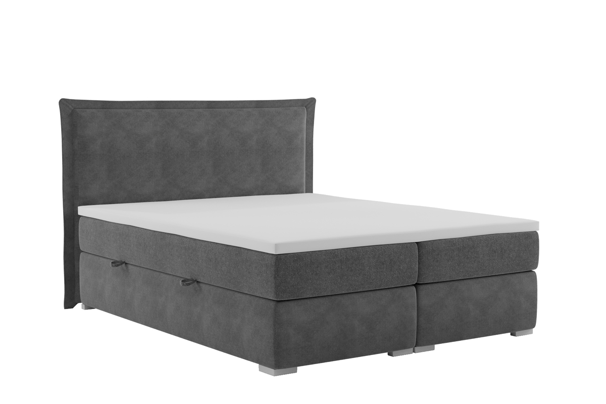 Łóżko kontynentalne z pojemnikami Temida - 160x200 szare łóżko do sypialni 160x200 