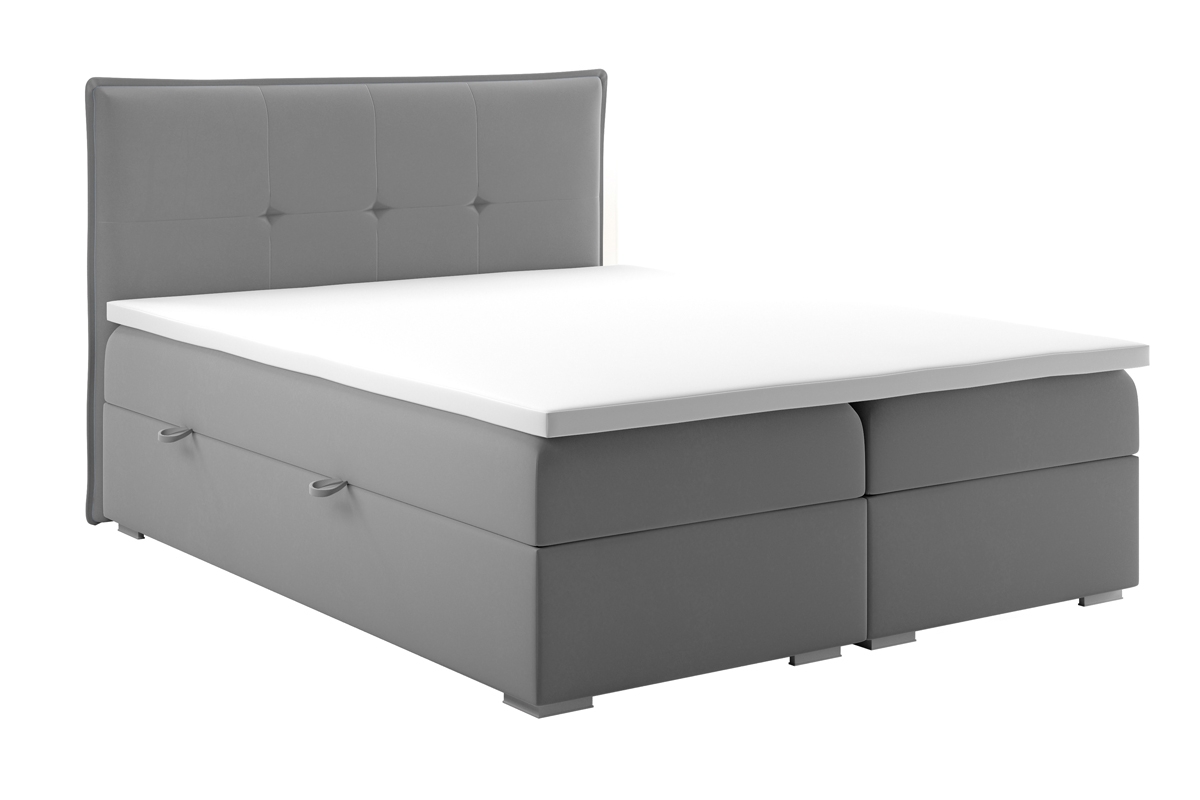 Łóżko kontynentalne z pojemnikami Ethan - 180x200 łóżko do sypialni z materacem i topperem 