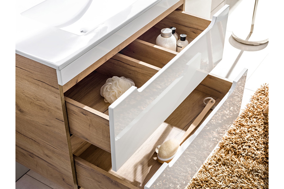 Wisząca szafka pod umywalkę do łazienki Aruba 824 50 cm - biały połysk szafka z szufladami aruba 