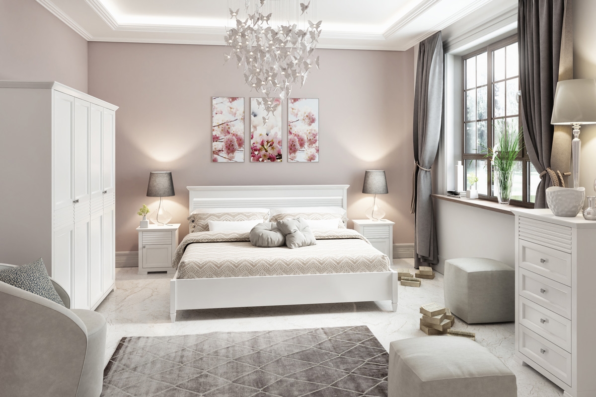 Łóżko do sypialni z pojemnikiem i oświetleniem Desentio 140x200 - biel alpejska mat  meble do sypialni desentio