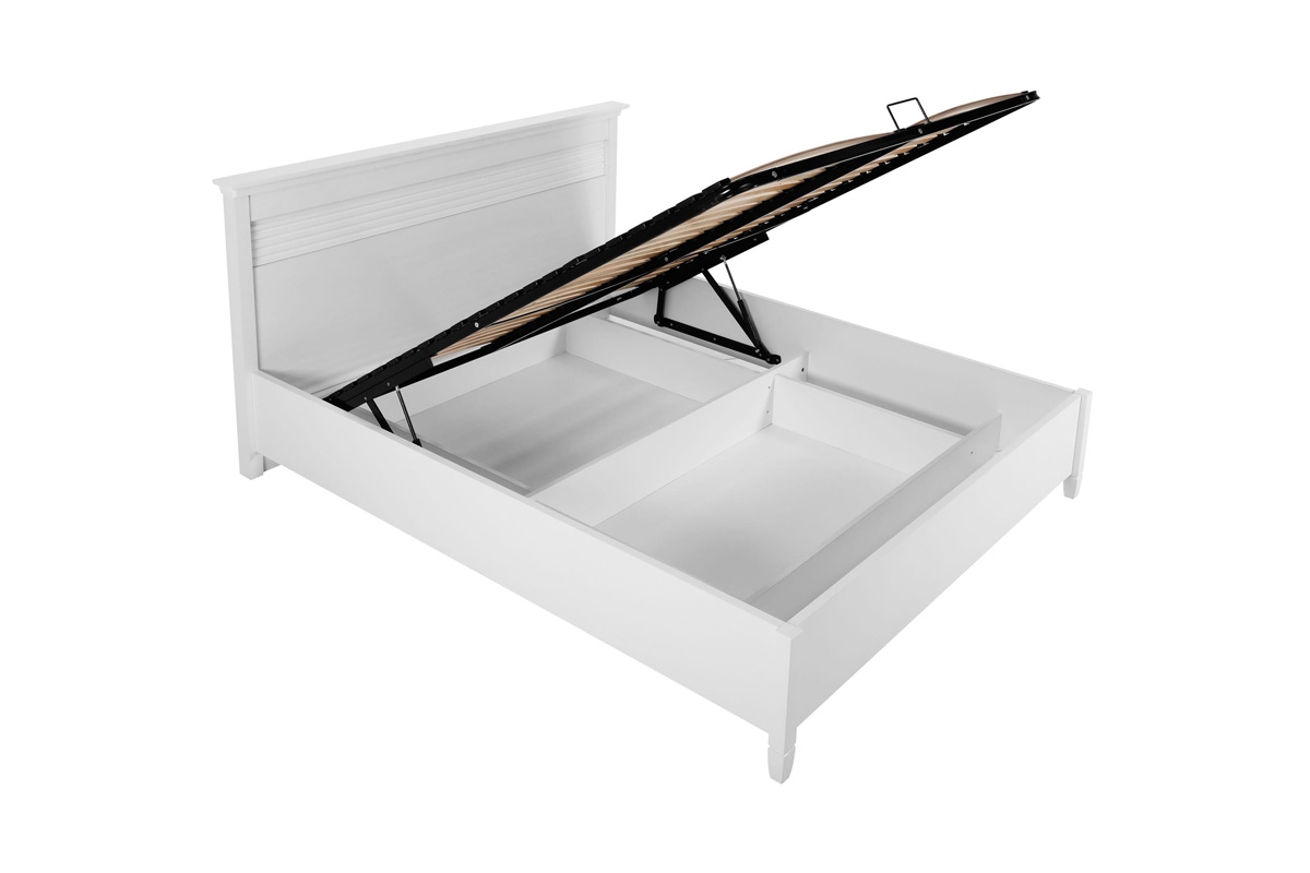 Łóżko do sypialni z pojemnikiem i oświetleniem Desentio 160x200 - biel alpejska mat  łóżko z pojemnikiem 