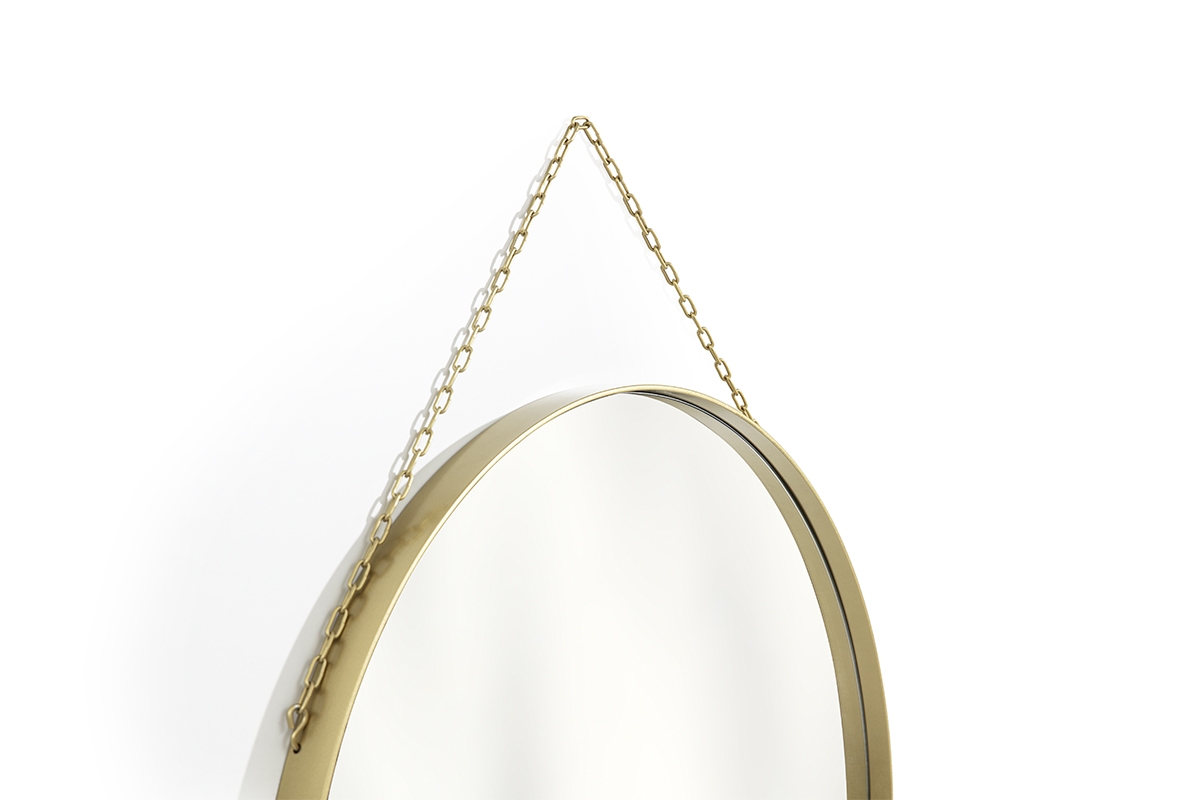 Okrągłe lustro Nicole w metalowej ramie 60 cm - złote lustro