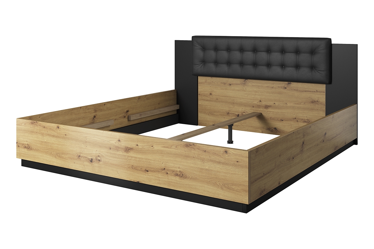 Łóżko do sypialni Sigma 31 z tapicerowanym wezgłowiem 160x200 - artisan / czarny supermat łóżko z wysokim wezgłowiem