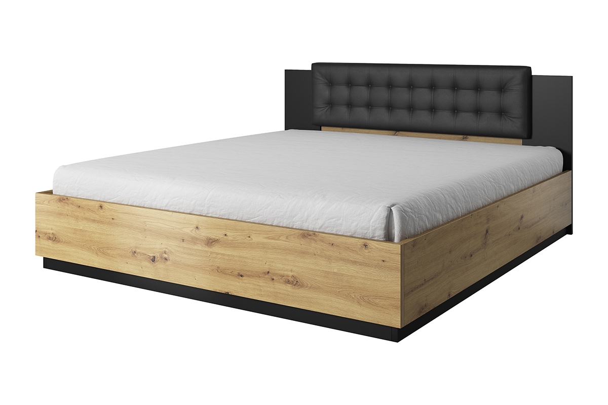 Łóżko do sypialni Sigma 50 z pojemnikiem 140x200 - artisan / czarny supermat czarne wezgłowie w łóżku