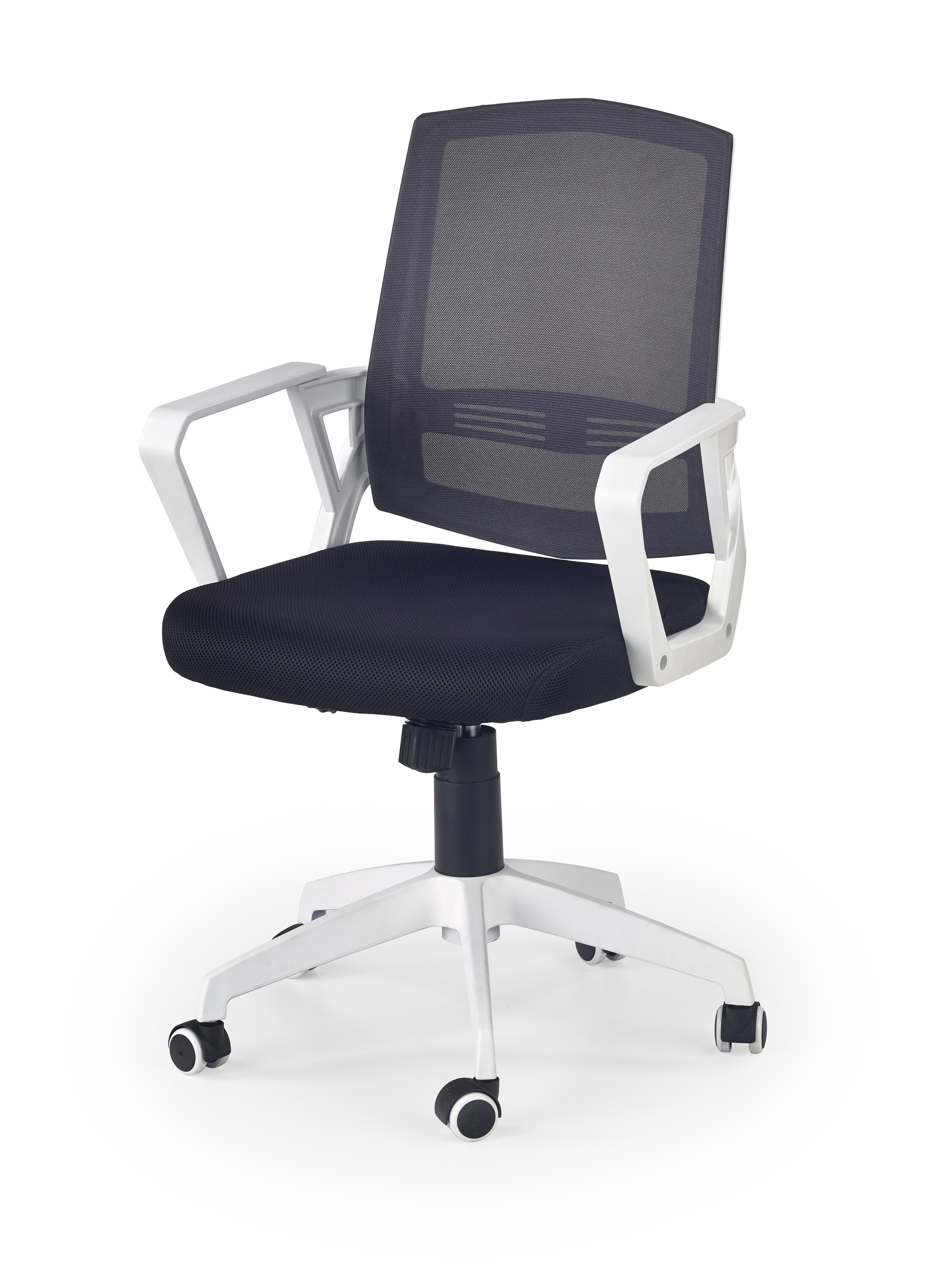 Fotel biurowy Ascot - czarny / popielaty / biały nowoczesny fotel do biura