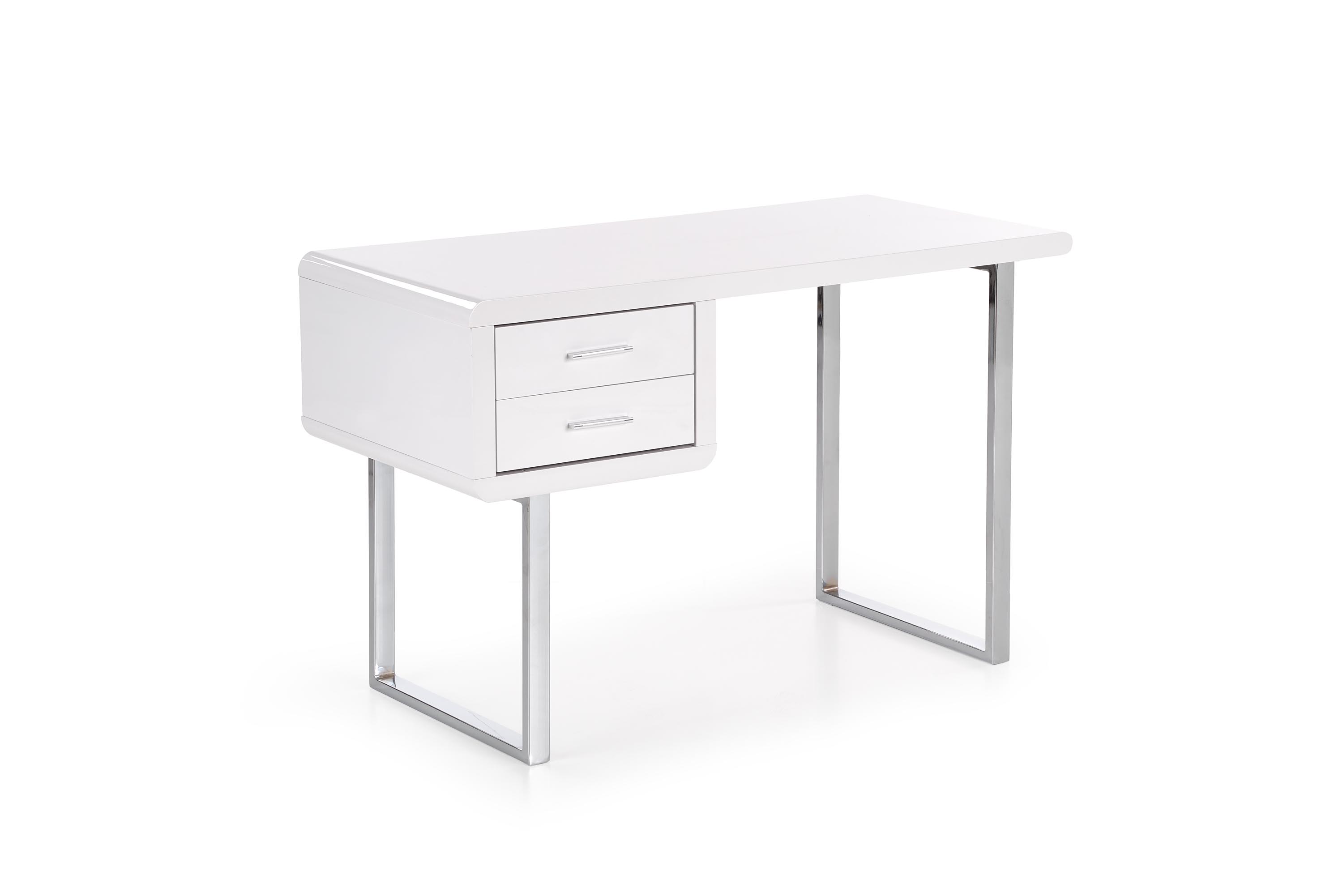 Nowoczesne biurko B30 z szufladami 120 cm - biały / chrom biurko na metalowym stelażu