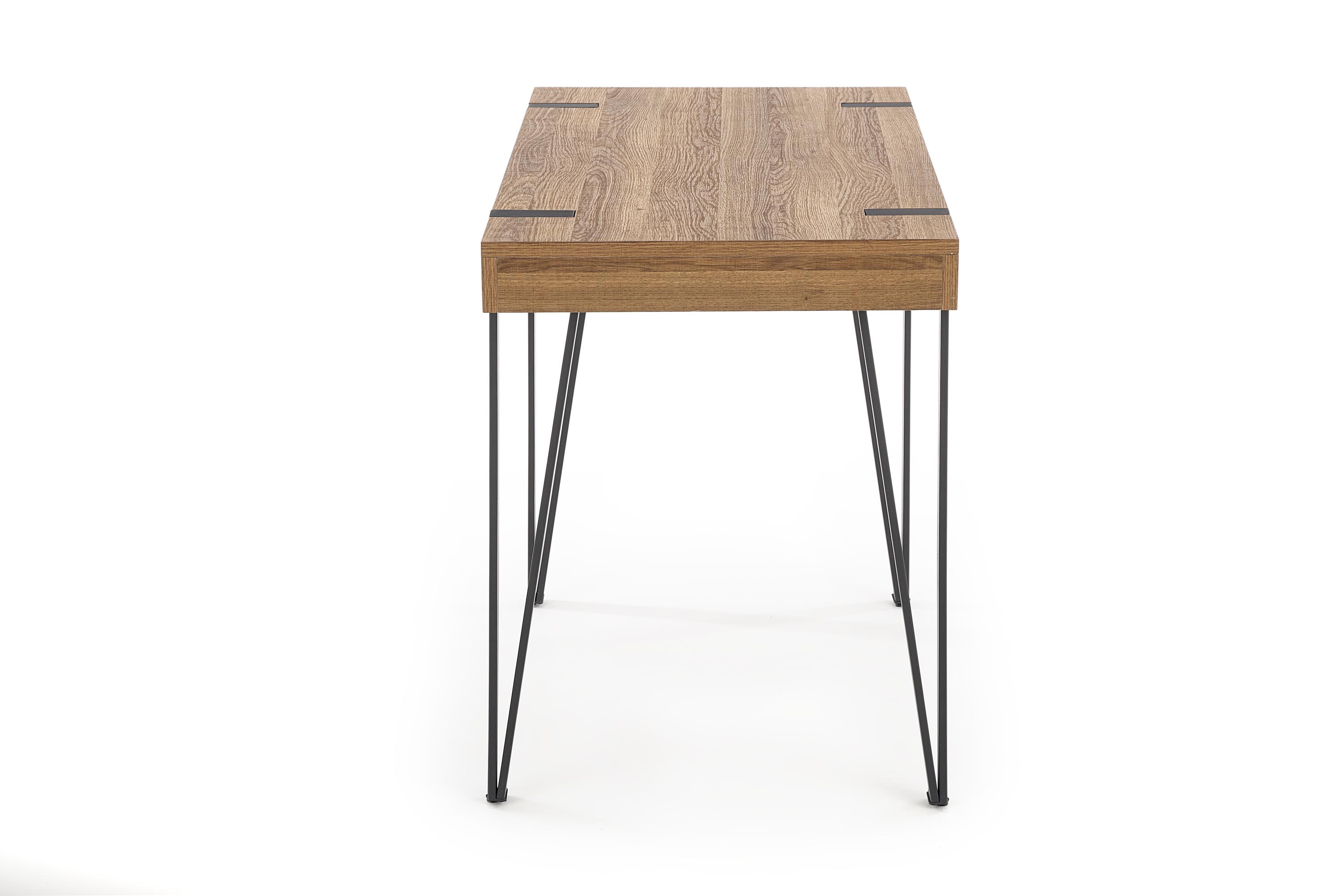 Nowoczesne biurko B39 z szufladą i metalowymi nogami 110 cm - czarny / orzech miodowy industrialne biurko