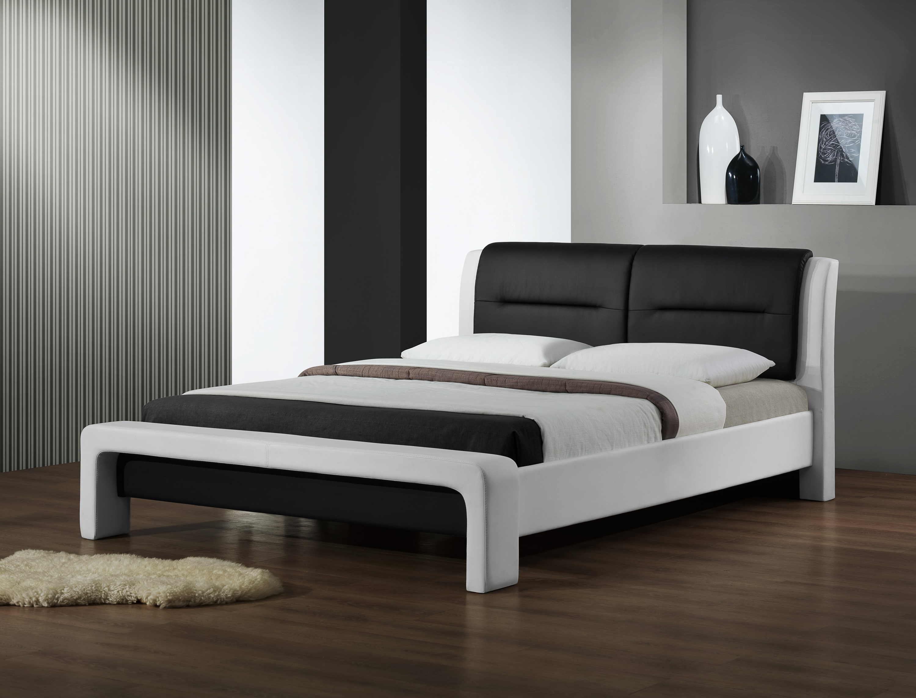 Łóżko sypialniane Cassandra 160X200 biało-czarne łóżko sypialniane halmar 