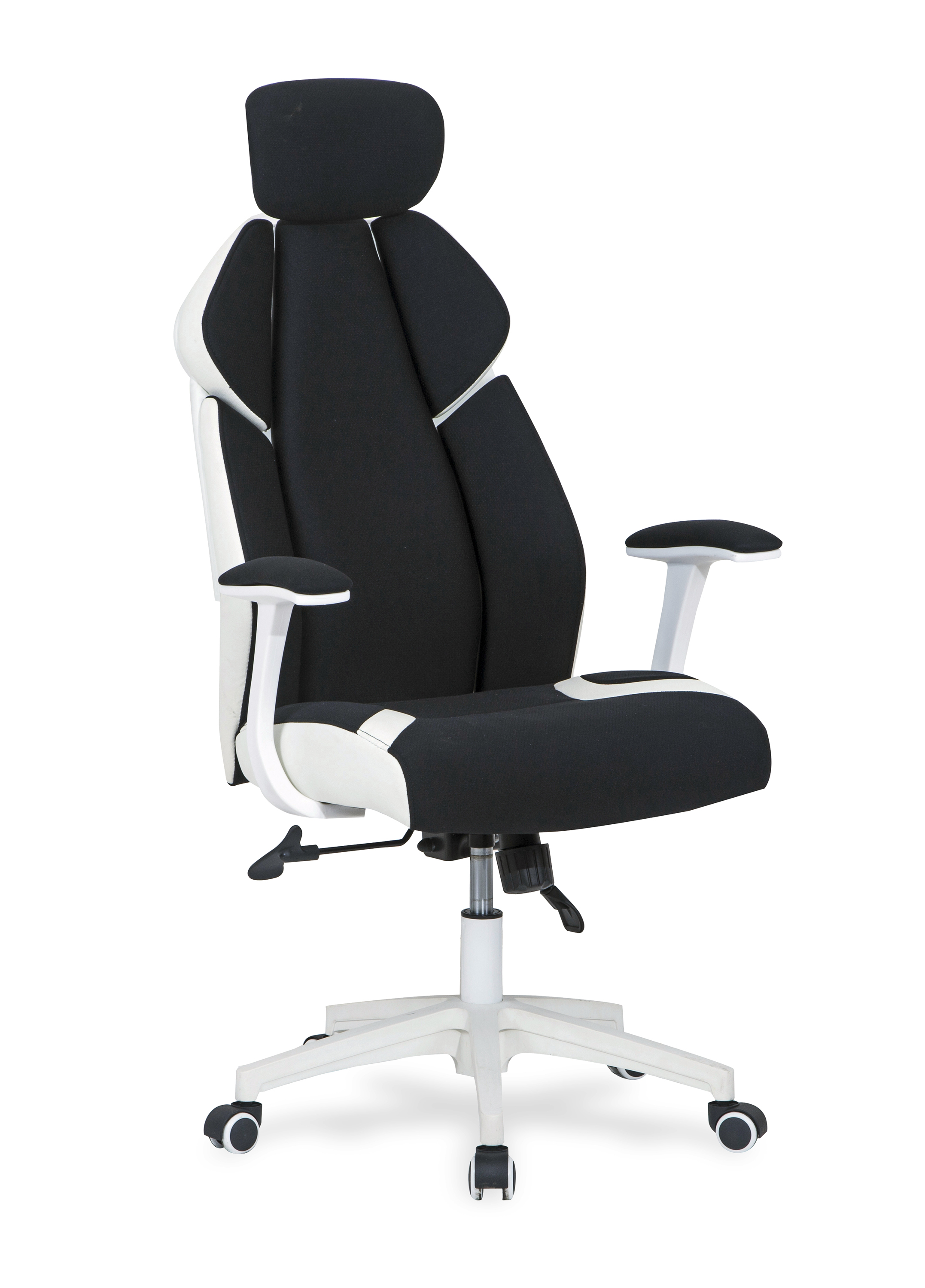 Fotel gamingowy Chrono z podłokietnikami - czarny / biały fotel dla graczy