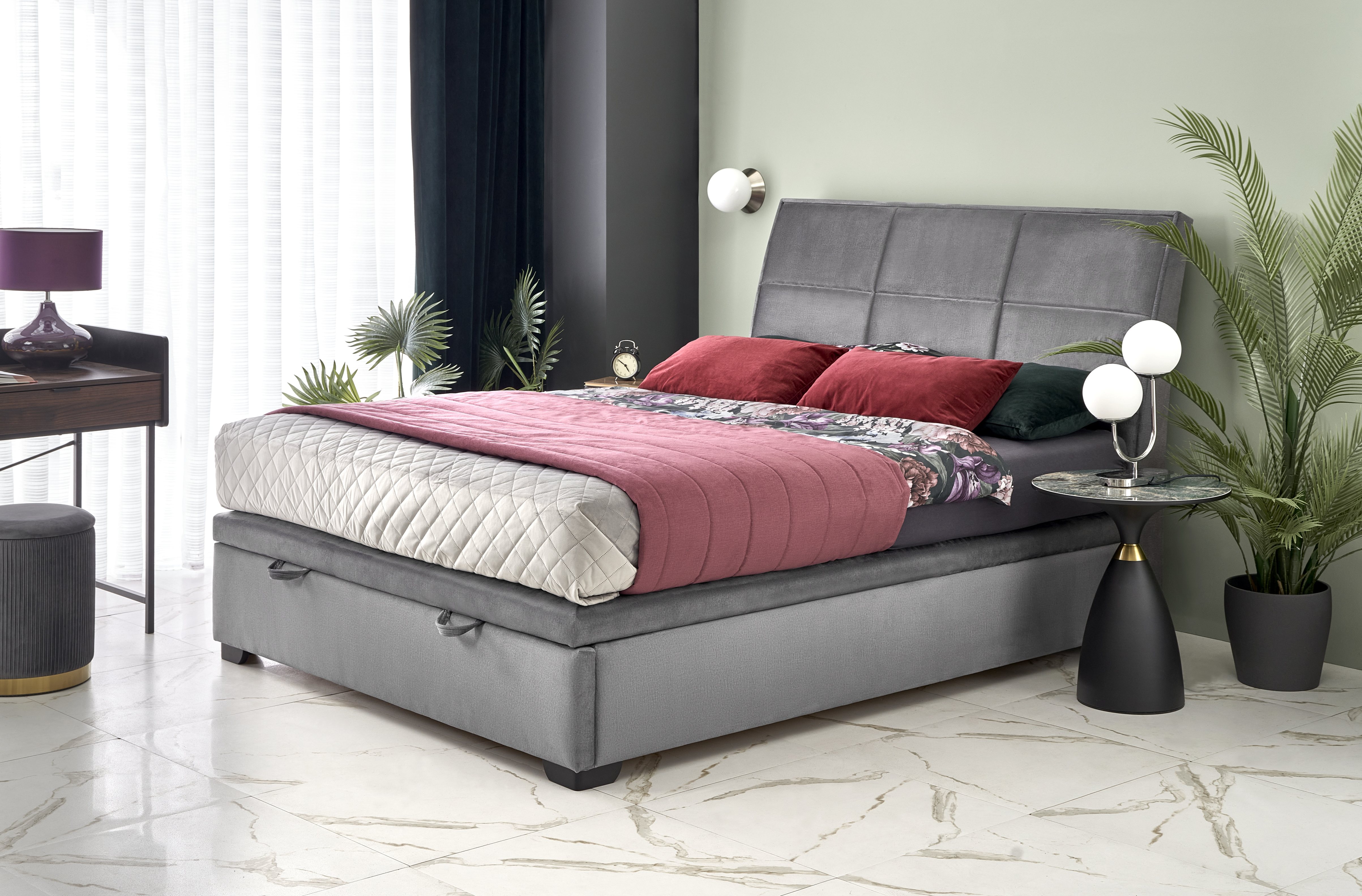 Łóżko tapicerowane 160x200 Continental 2 - popiel continental 2 łóżko 160 - popiel (prostokąty) tap. monolith 85