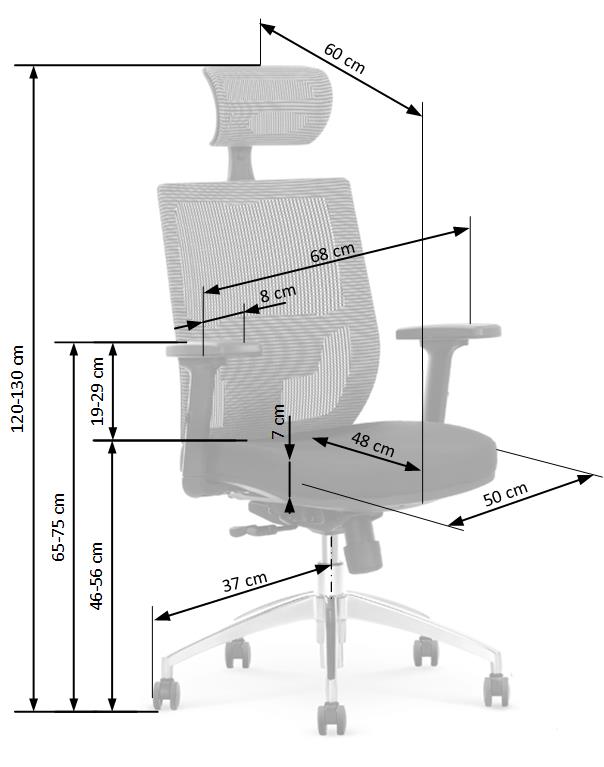 Fotel biurowy Admiral z podłokietnikami - popiel / czarny ergonomiczny fotel biurowy