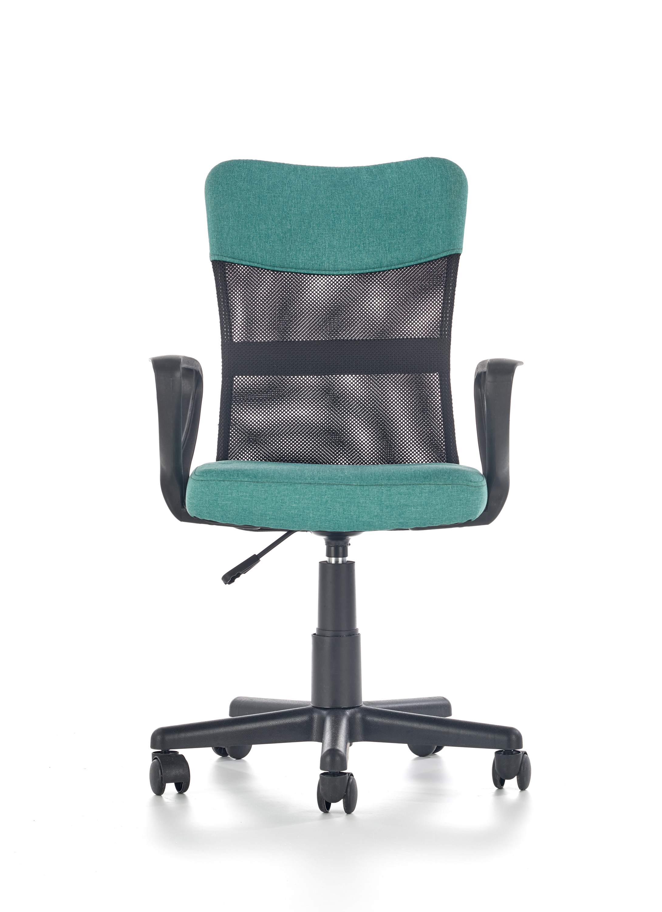 Fotel biurowy Timmy z podłokietnikami - turkusowy zielony fotel do salonu