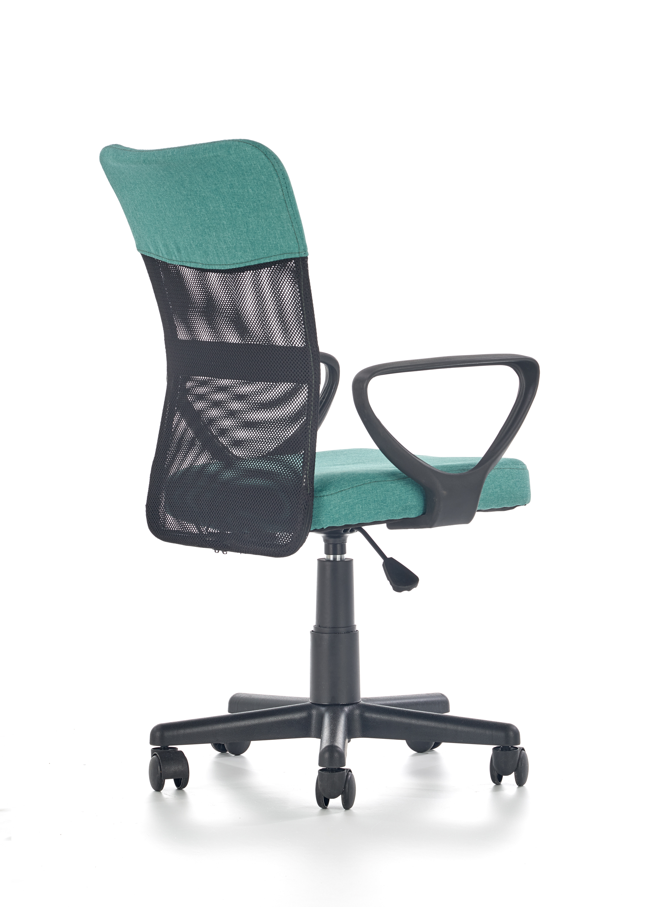 Fotel biurowy Timmy z podłokietnikami - turkusowy fotel czarno zielony