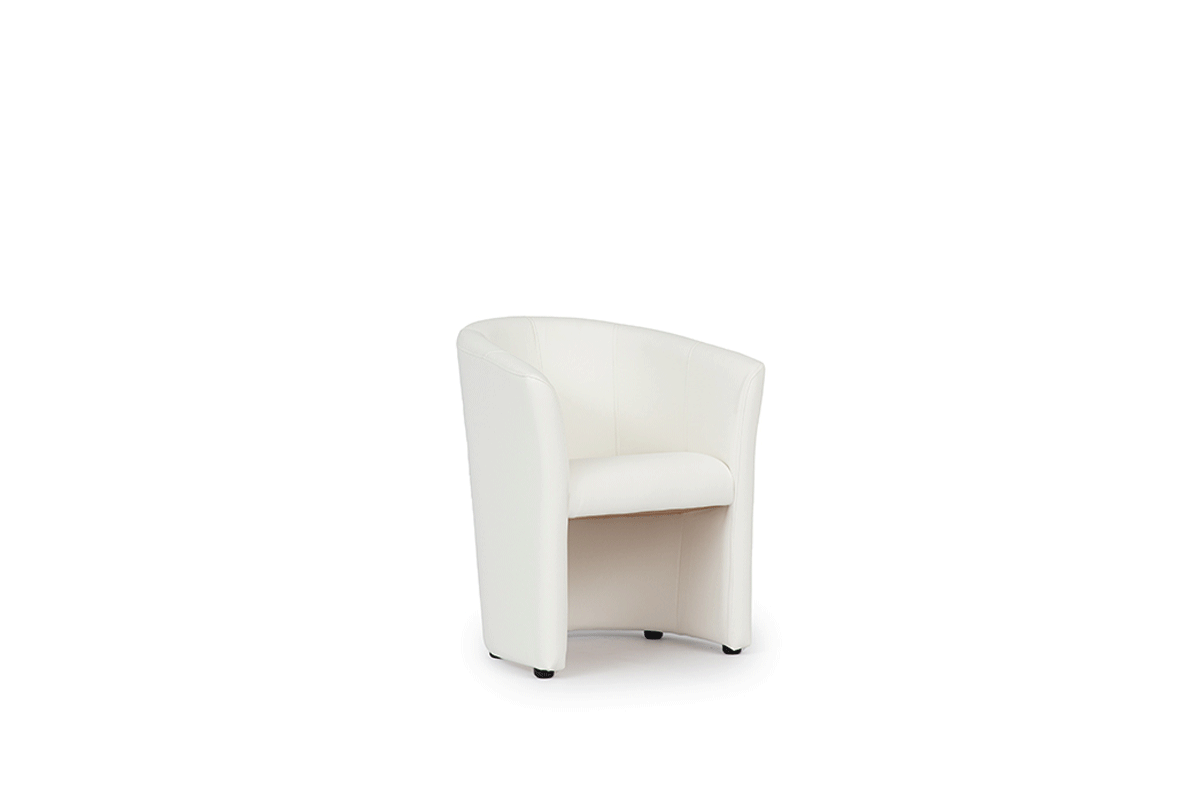 Tapicerowany fotel kubełkowy Noobis - biała ekoskóra Madryt 920  Fotel wypoczynkowy Nobis 