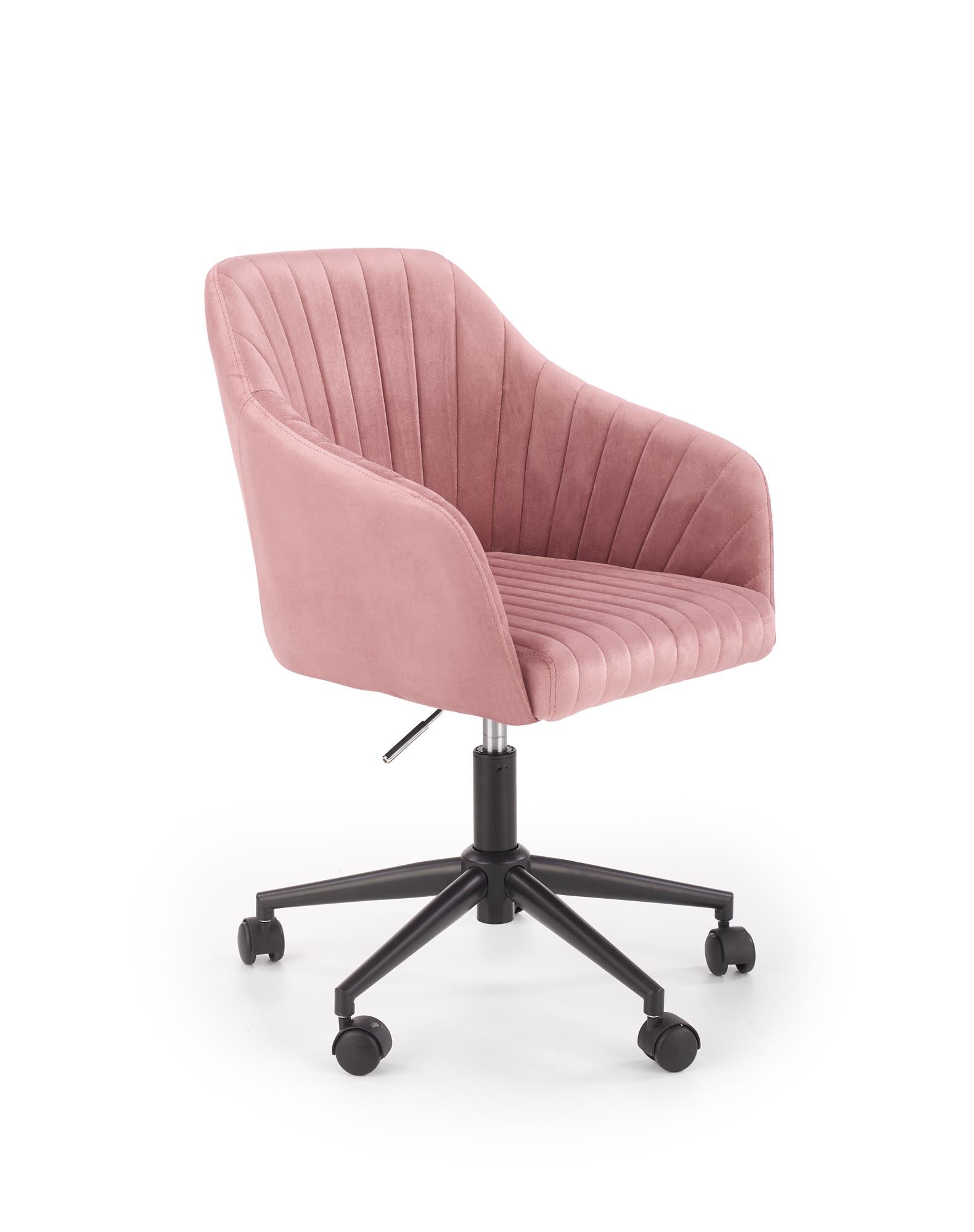 Fotel obrotowy Fresco - różowy velvet fotel biurowy na kółkach