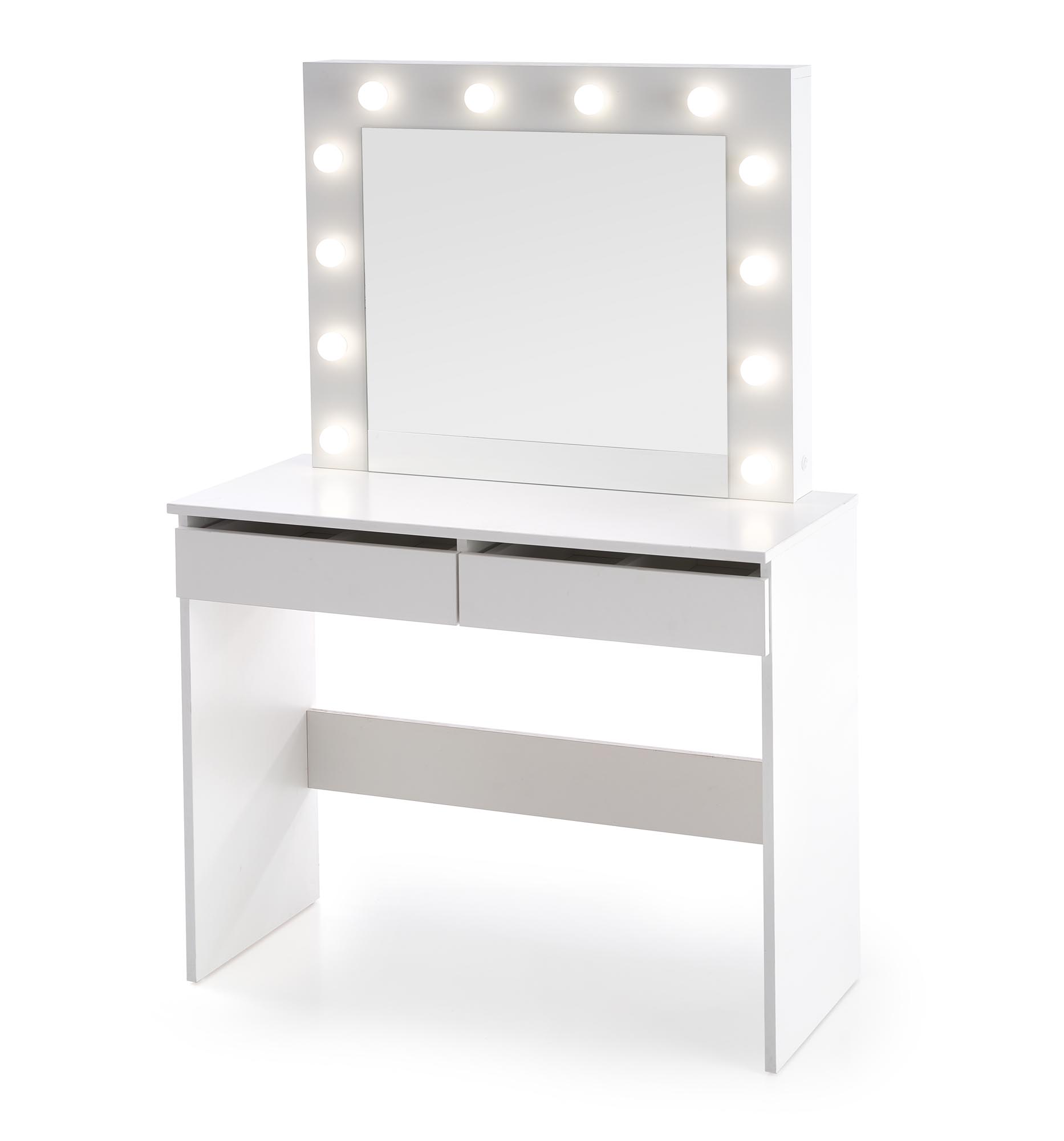 Nowoczesna toaletka Hollywood 95 cm z oświetleniem LED - biały toaletka z szufladami