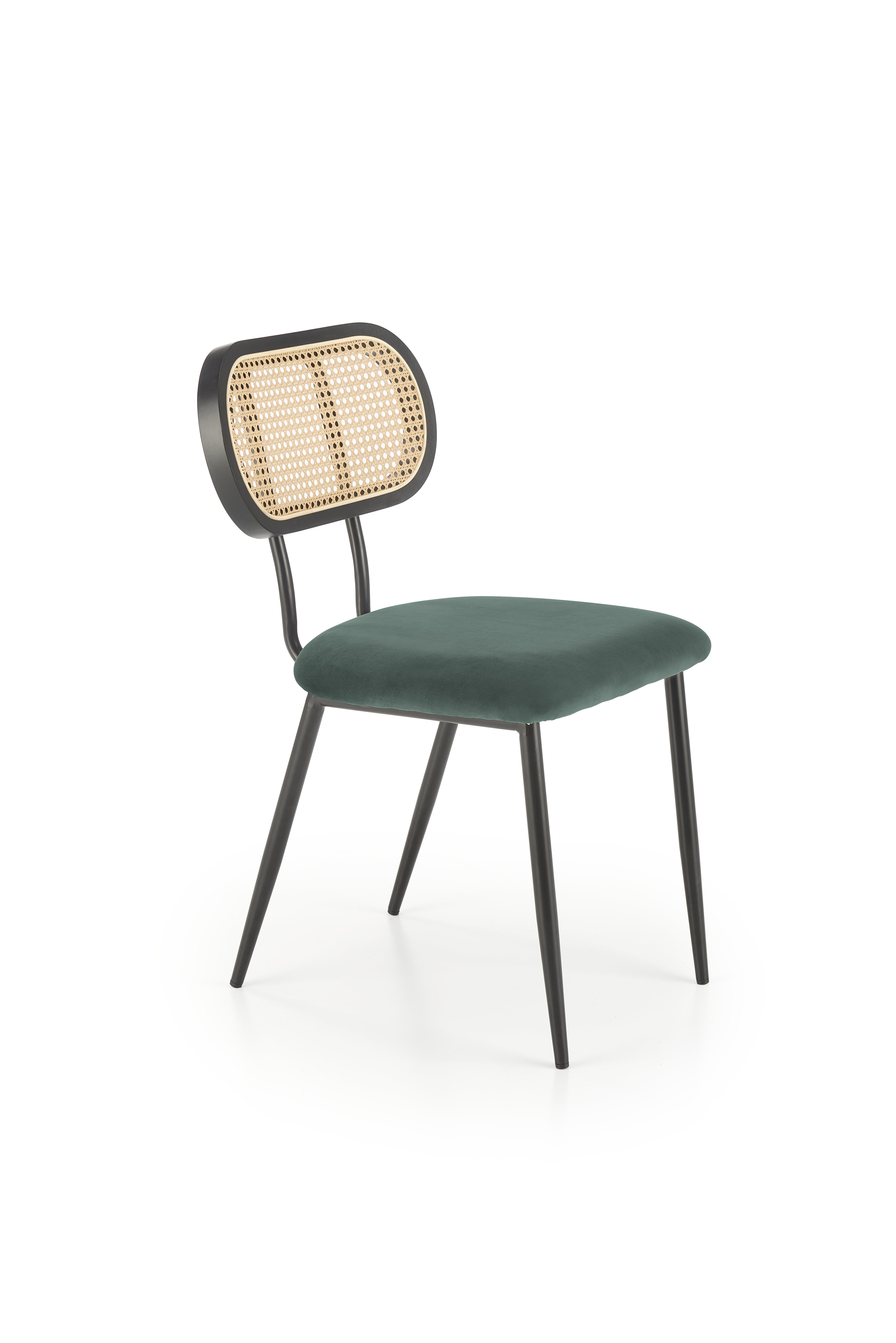 Krzesło metalowe z tapicerowanym siedziskiem i plecionym oparciem K503 - ciemny zielony k503 krzesło ciemny zielony