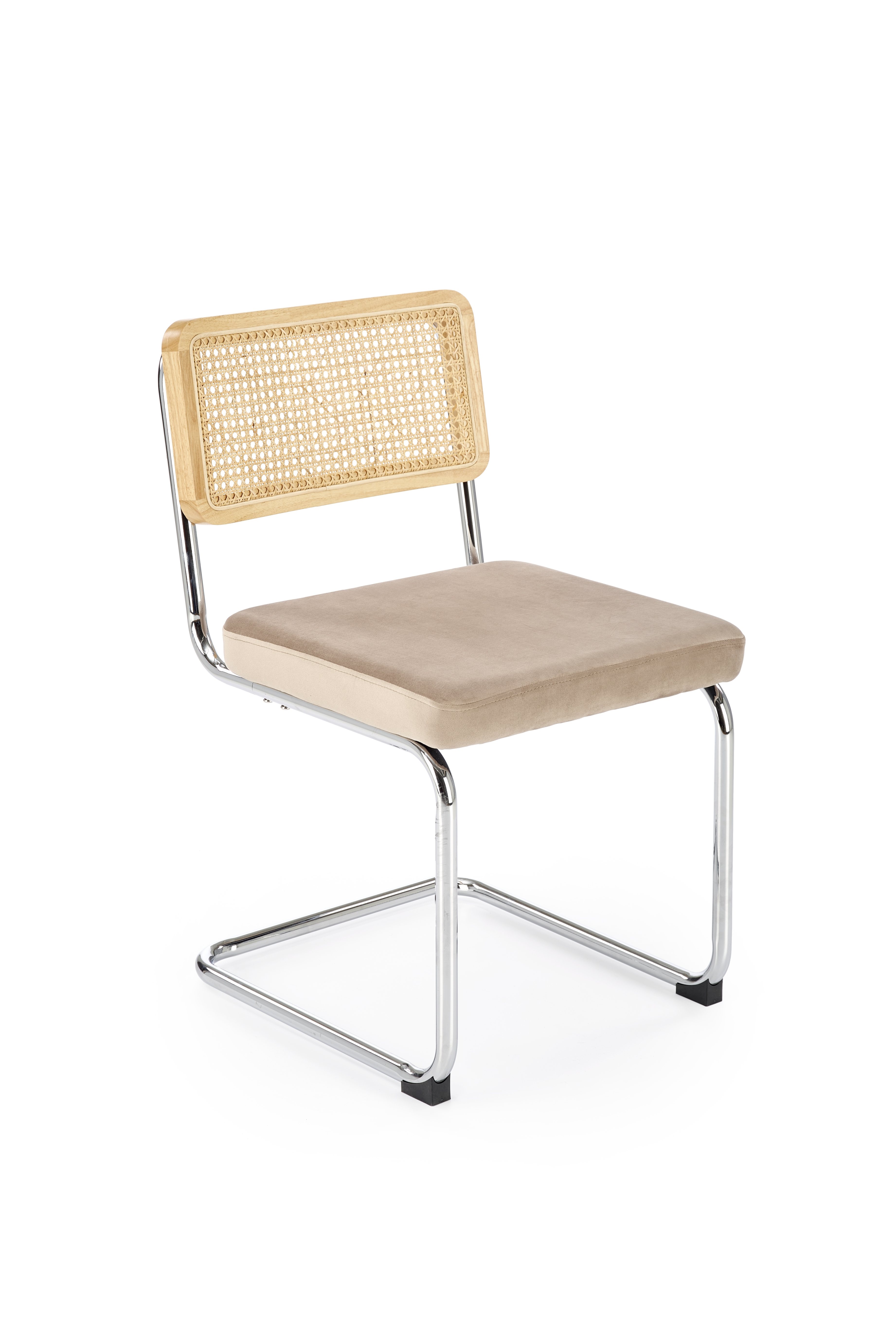 Krzesło metalowe z tapicerowanym siedziskiem K504 - beżowy / naturalny k504 krzesło beżowy / naturalny