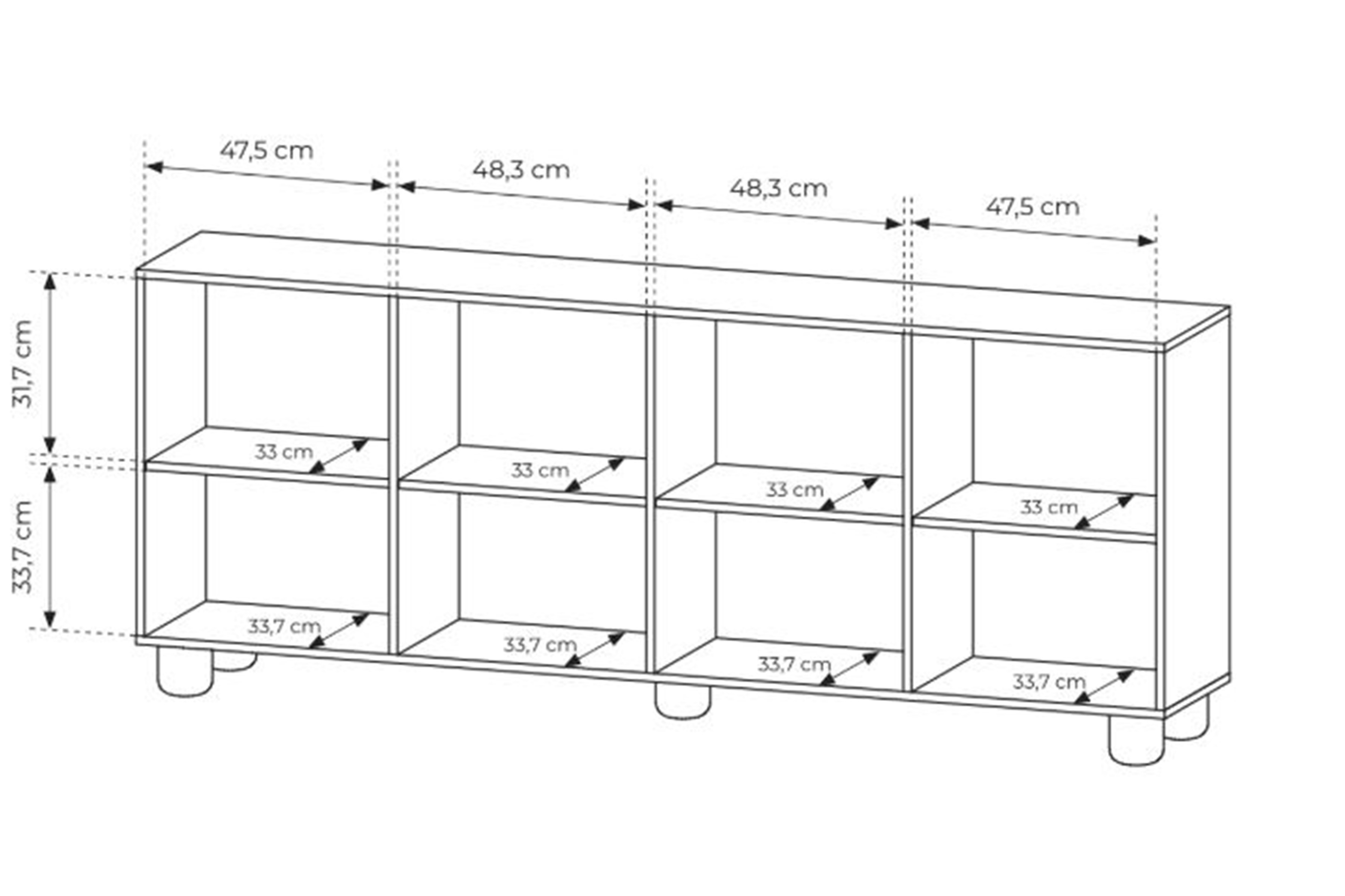 Komoda Arlo 200 cm czterodrzwiowa - dąb vicenza