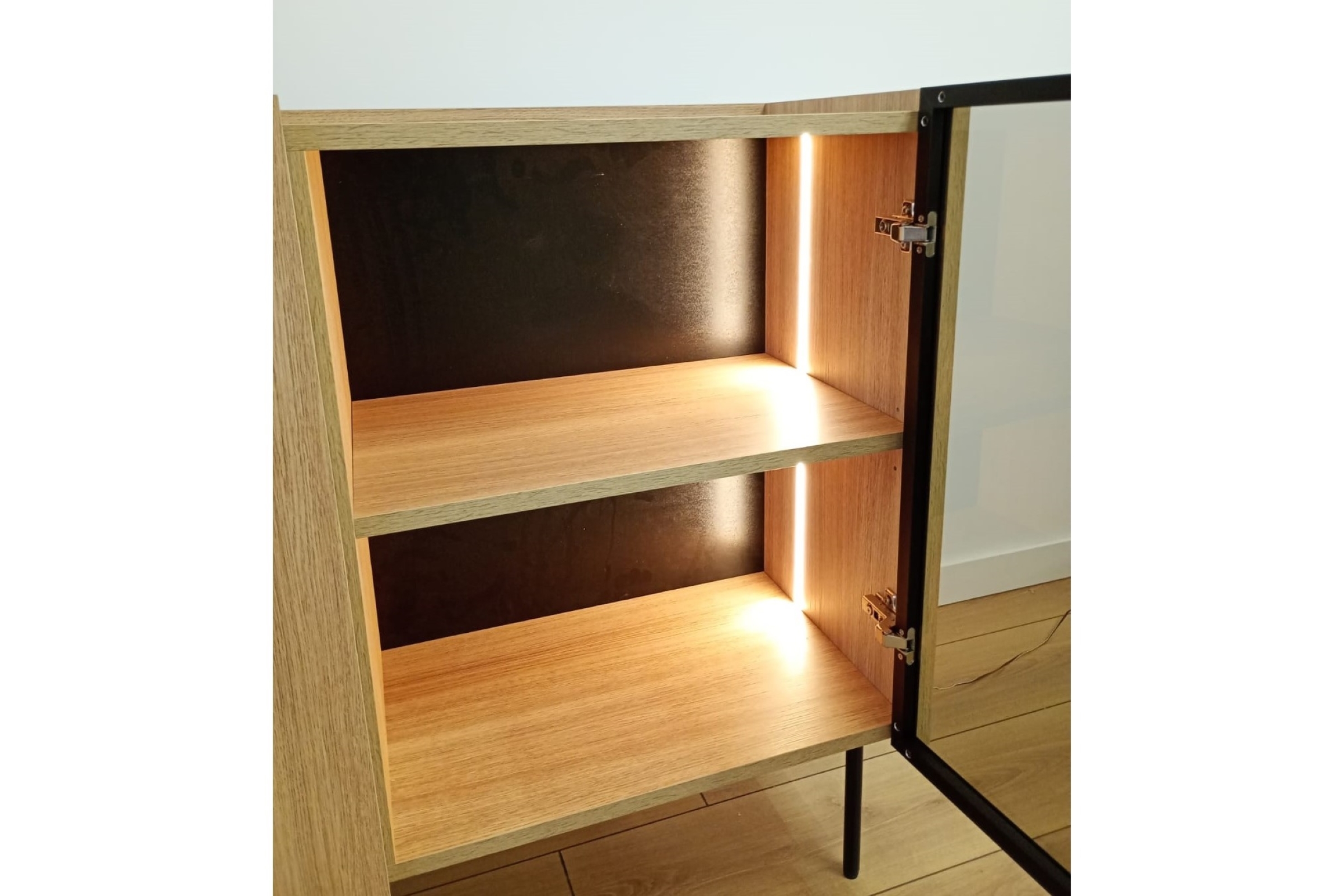 Komoda Dunari 220 cm czterodrzwiowa z szufladami - dąb sławonia - Wyprzedaż ekspozycji