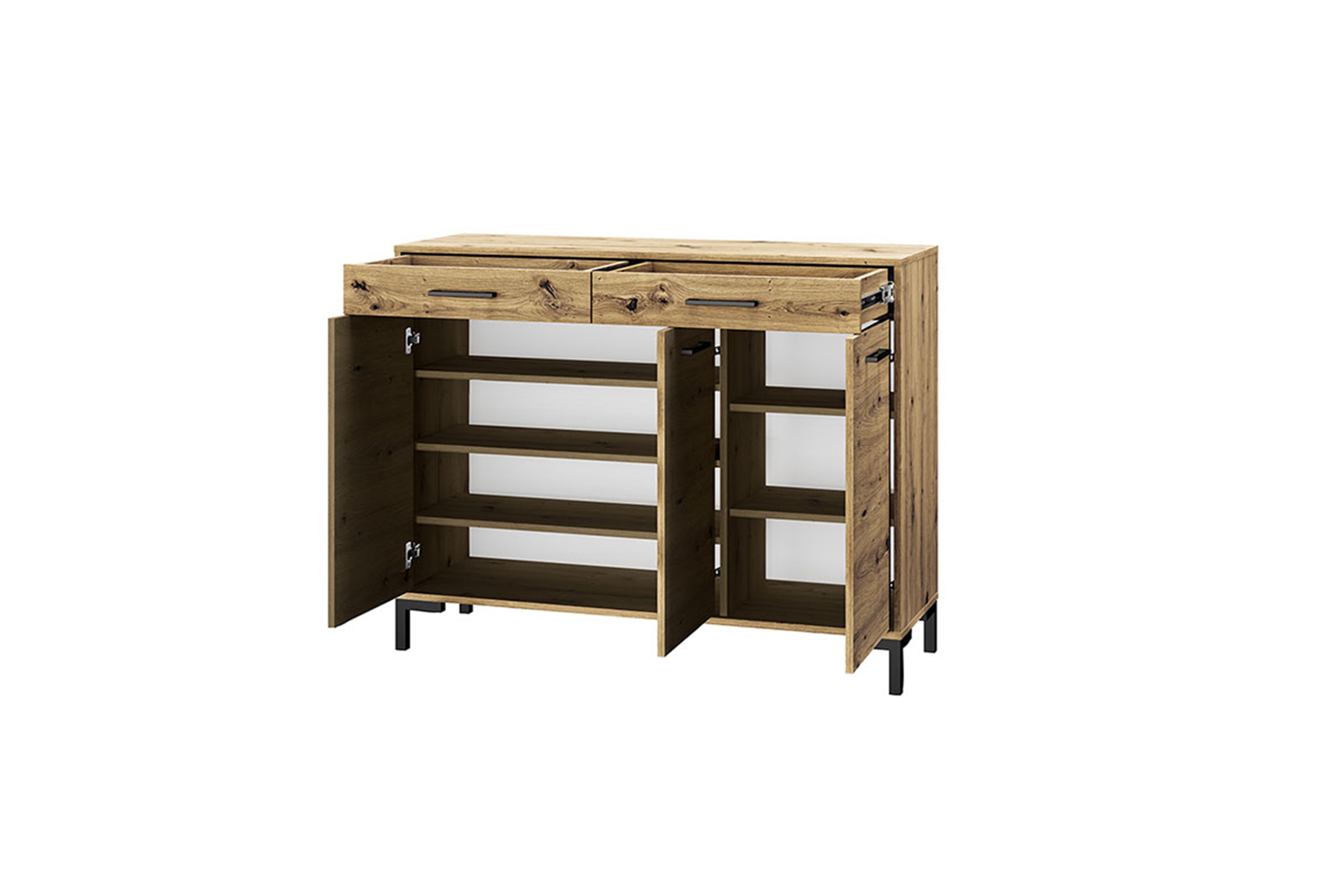 Komoda trzydrzwiowa Klarso 14 z szufladami 120 cm - dąb artisan