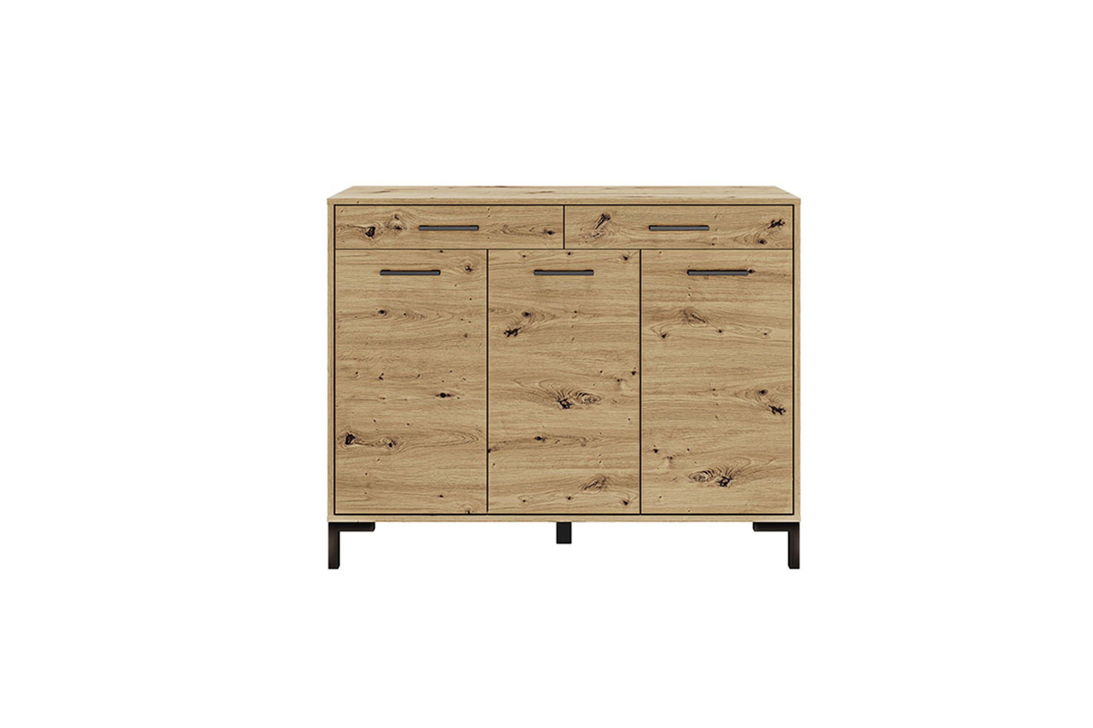 Komoda trzydrzwiowa Klarso 14 z szufladami 120 cm - dąb artisan
