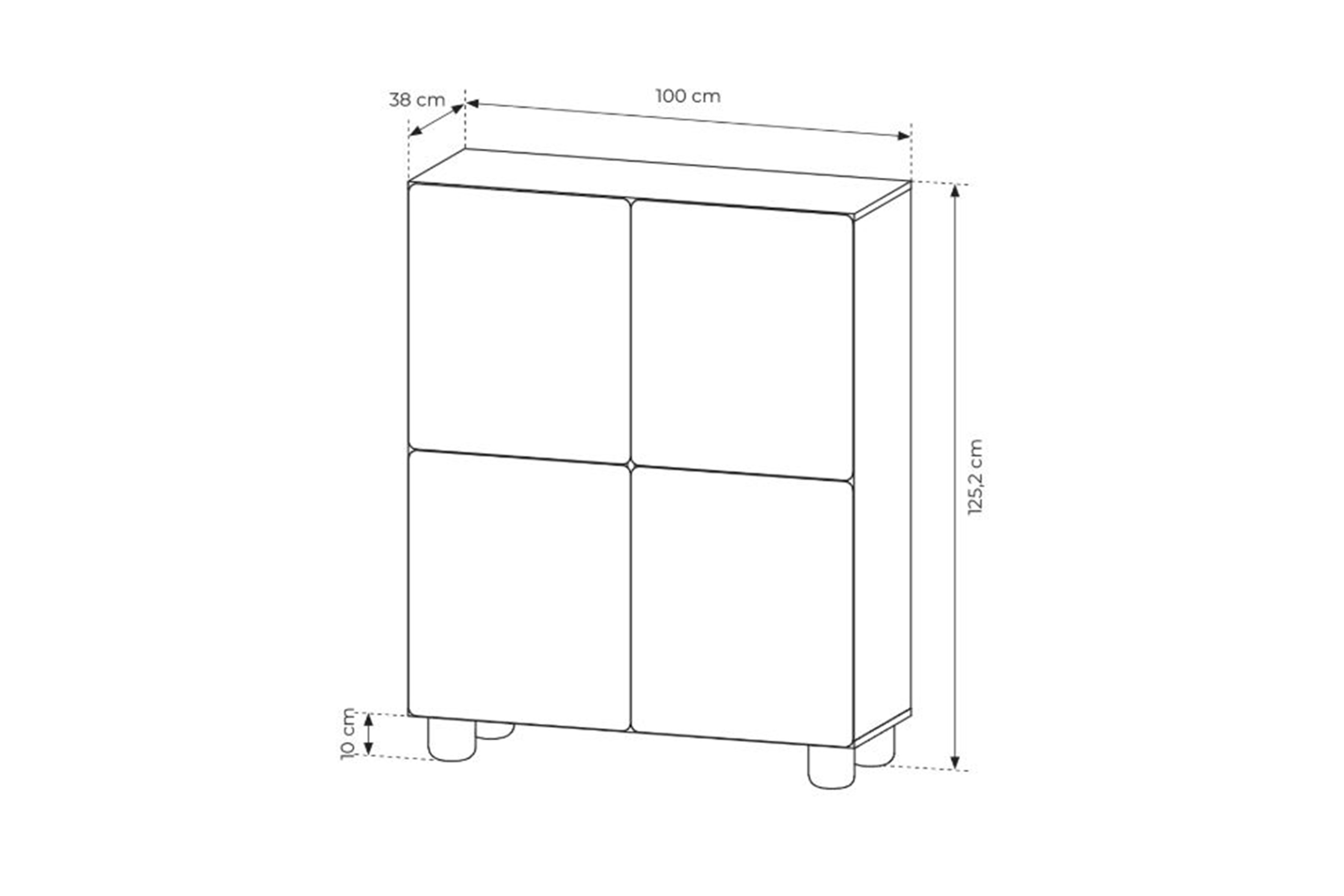 Komoda wysoka Arlo 100 cm czterodrzwiowa - dąb vicenza