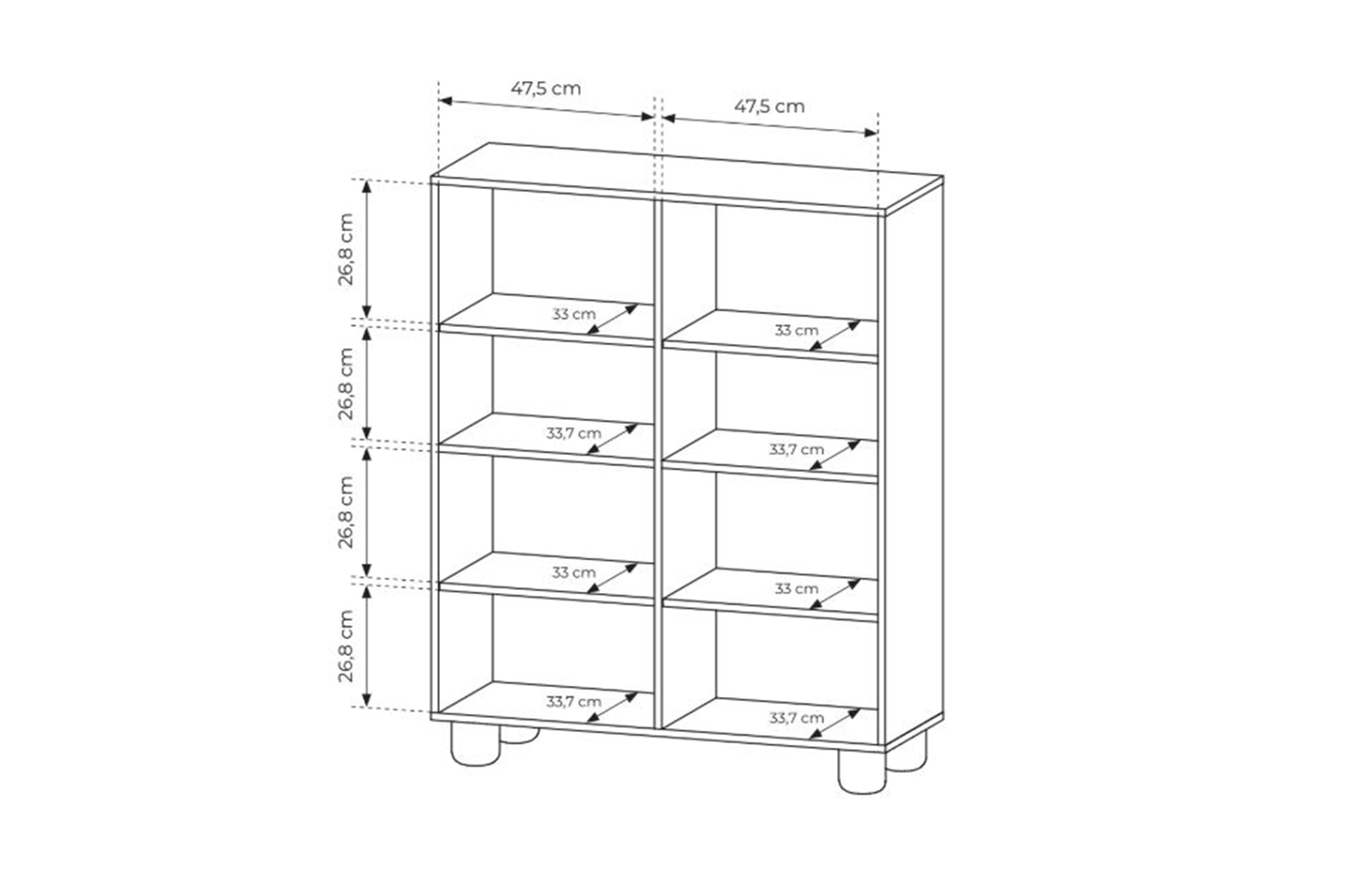 Komoda wysoka Arlo 100 cm czterodrzwiowa - dąb vicenza