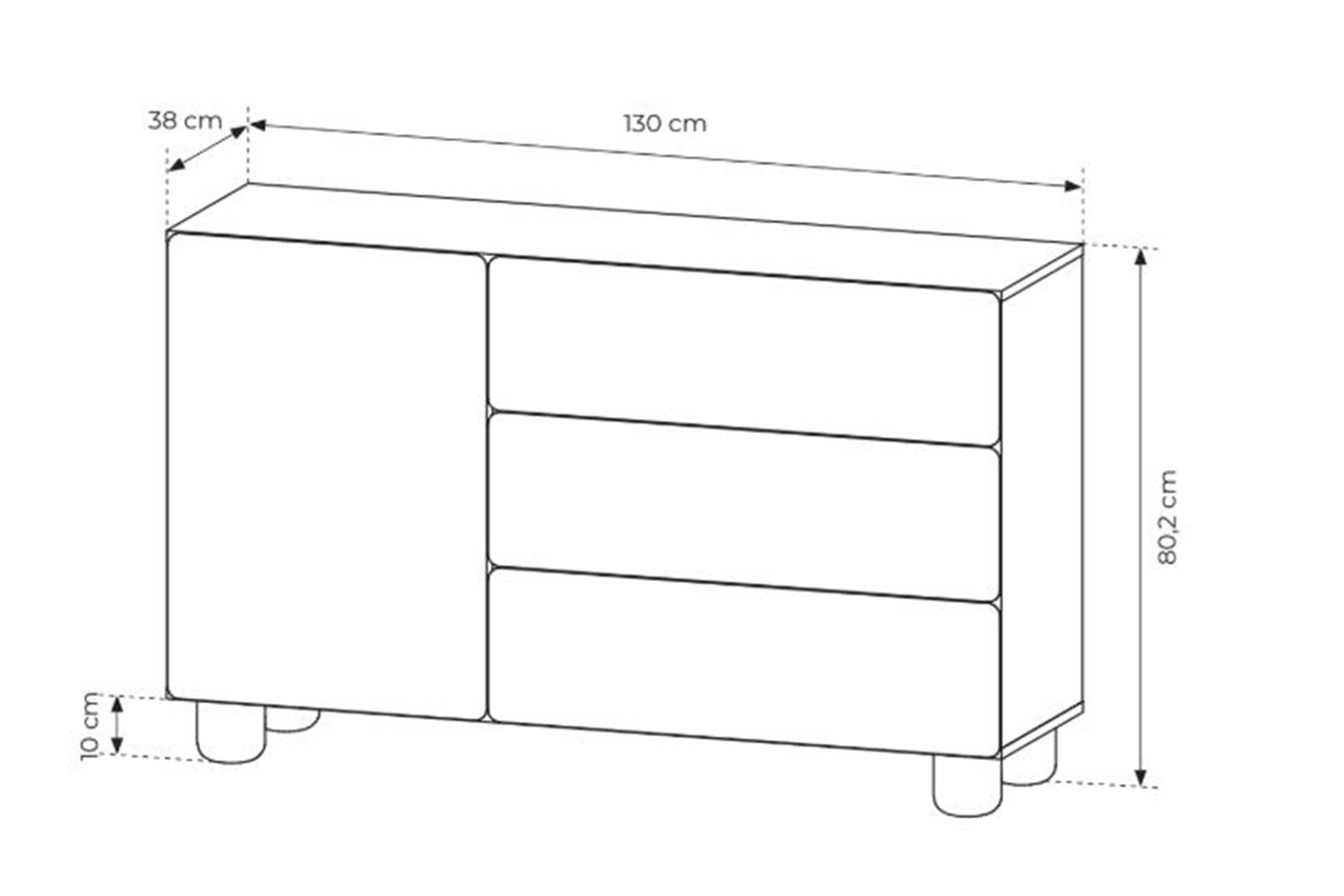 Komoda z szufladami Arlo 130 cm - dąb vicenza