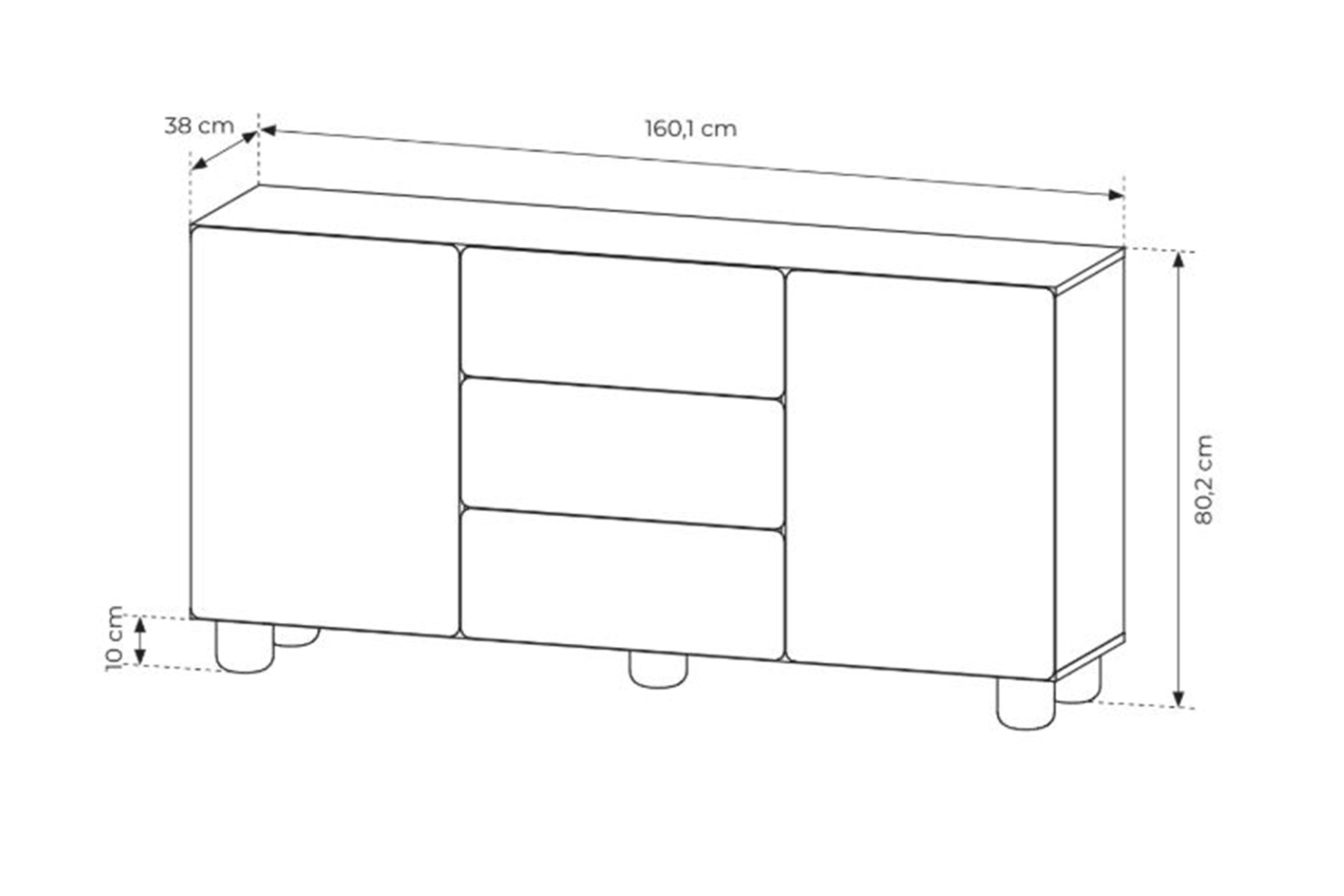 Komoda z szufladami Arlo 160 cm dwudrzwiowa - dąb vicenza