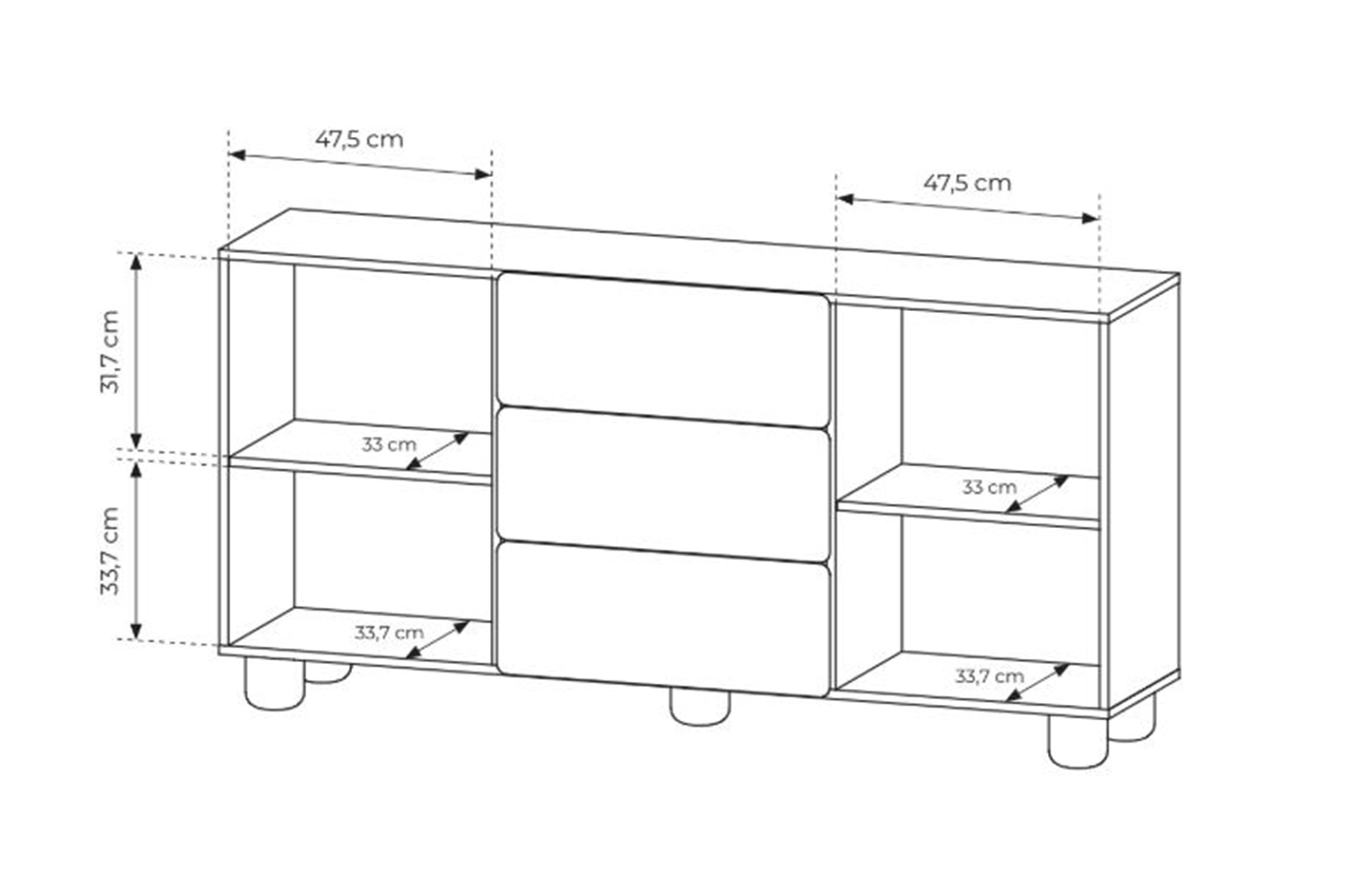 Komoda z szufladami Arlo 160 cm dwudrzwiowa - dąb vicenza