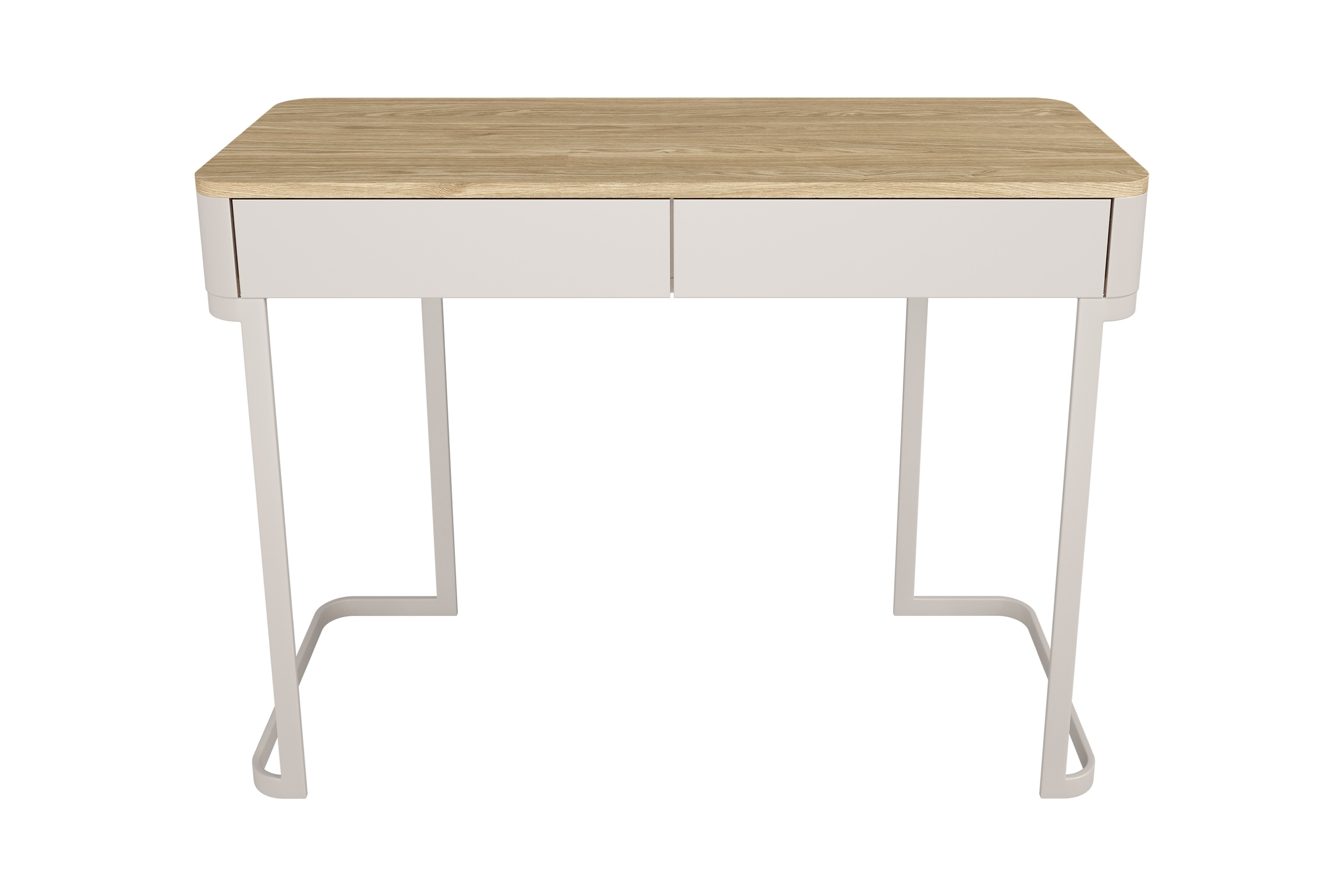 Konsola / toaletka Amilio z szufladami 110 cm na stelażu - kaszmir / dąb olejowany