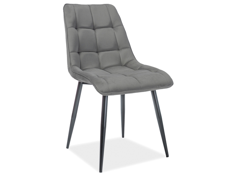 Krzesło z tapicerowanym siedziskiem Chic - szary / Matt Velvet 85 / czarne nogi Krzesło z tapicerowanym siedziskiem Chic - szary / Matt Velvet 85 / czarne nogi