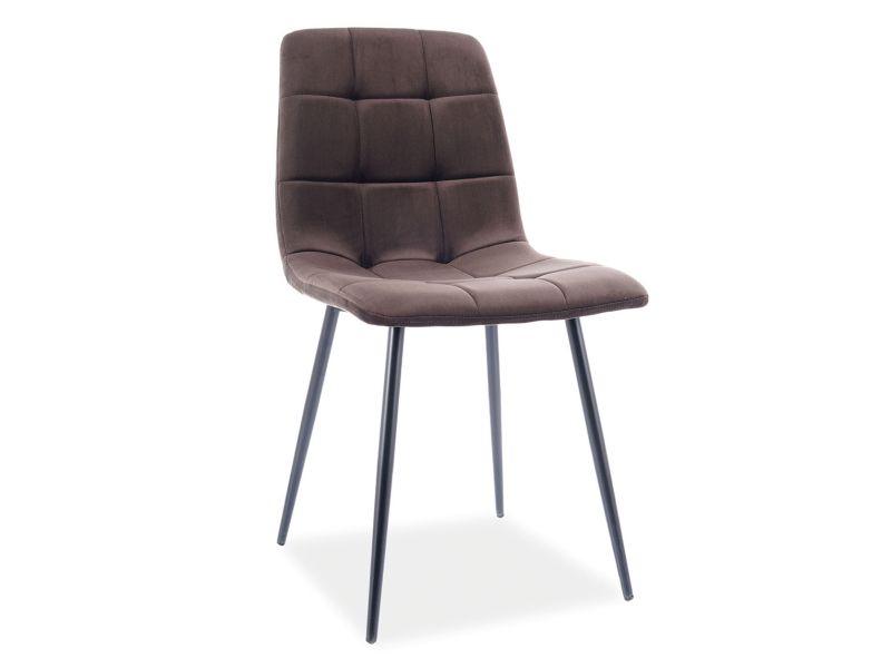 Krzesło tapicerowane Mila Velvet - brązowy Bluvel 48 / czarne nogi Krzesło tapicerowane Mila Velvet - brązowy Bluvel 48 / czarne nogi