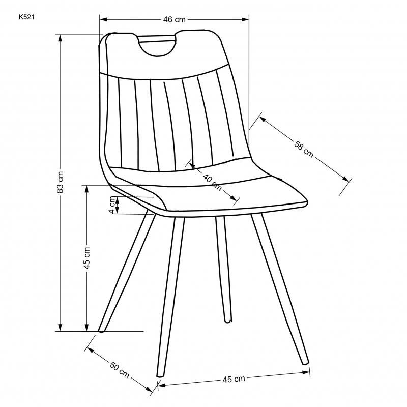 Krzesło tapicerowane K521 - popielaty krzesło tapicerowane k521 - popielaty