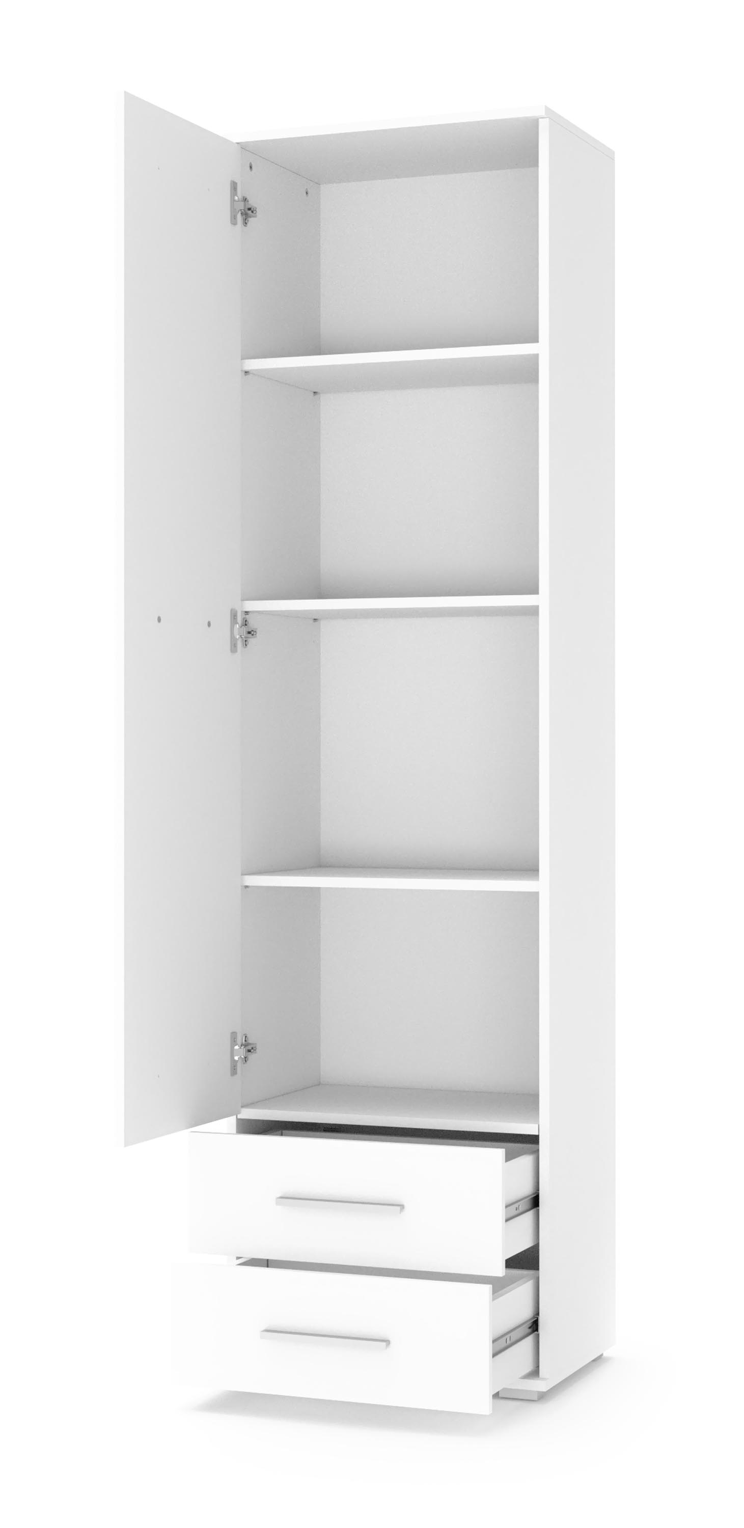 Regał jednodrzwiowy z dwiema szufladami Lima REG1 - biały wysoka biała półka