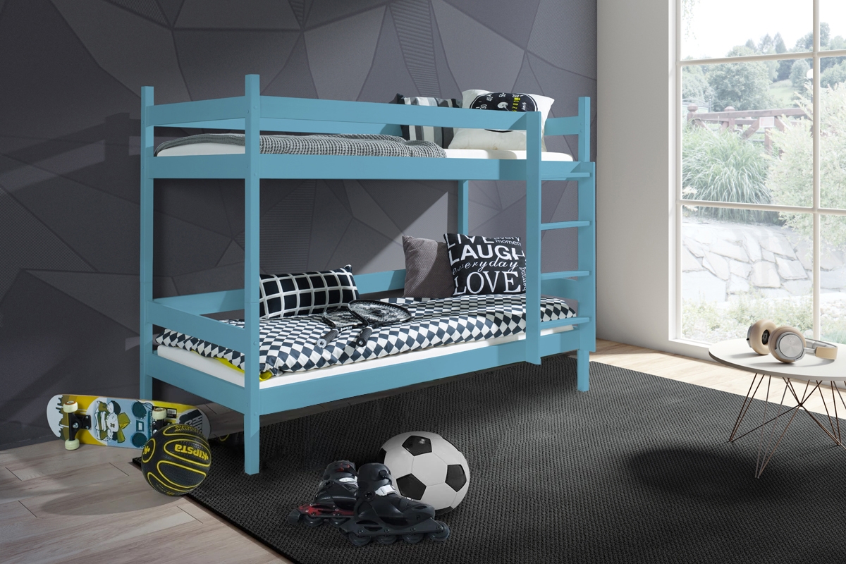 Łóżko dziecięce piętrowe Fabrio - niebieski, 80 x 180 cm  - Wyprzedaż Łóżko dziecięce piętrowe Fabrio 