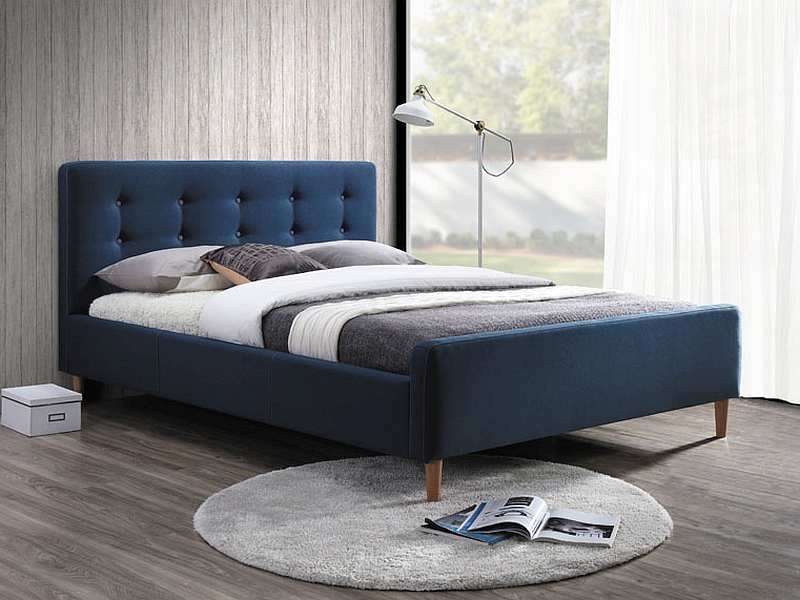 Łóżko tapicerowane Pinko 160x200 - granatowy tapicerowane granatowe łóżko do sypialni